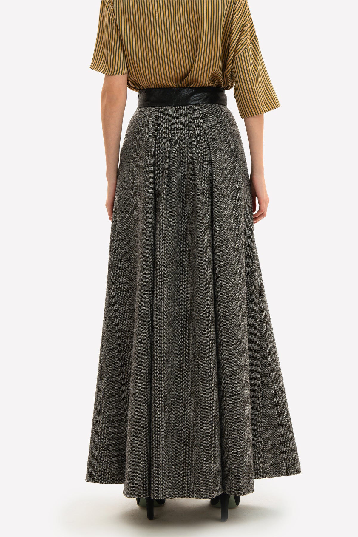 COLETTE - Long wool skirt Saltpepper