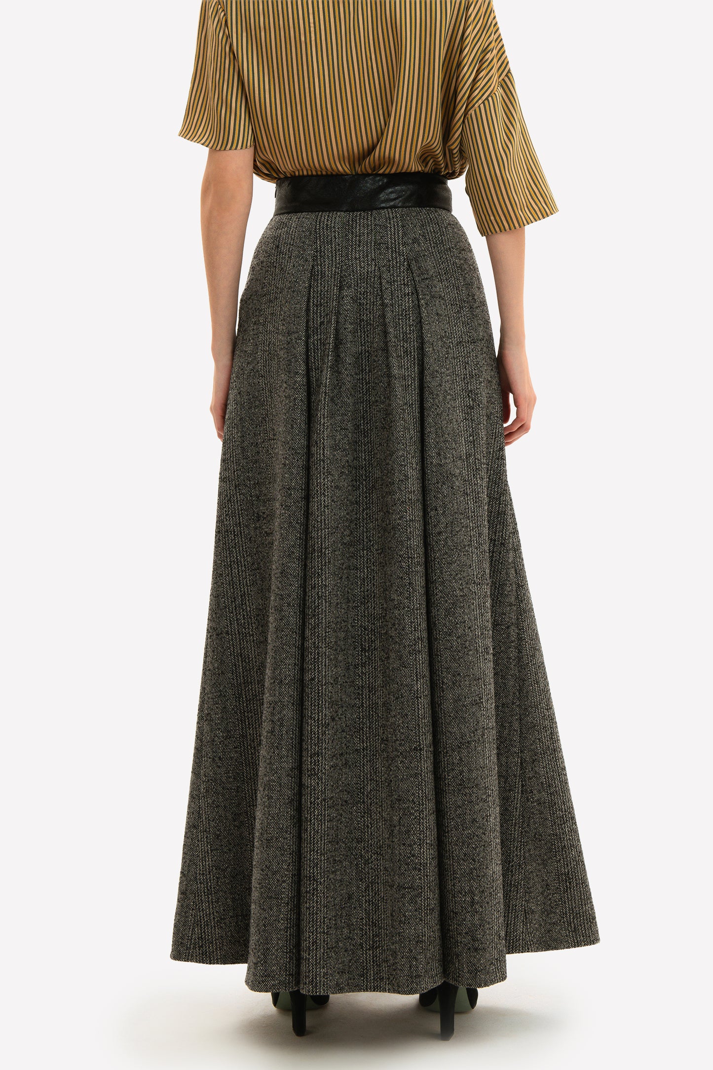 COLETTE - Long wool skirt Saltpepper