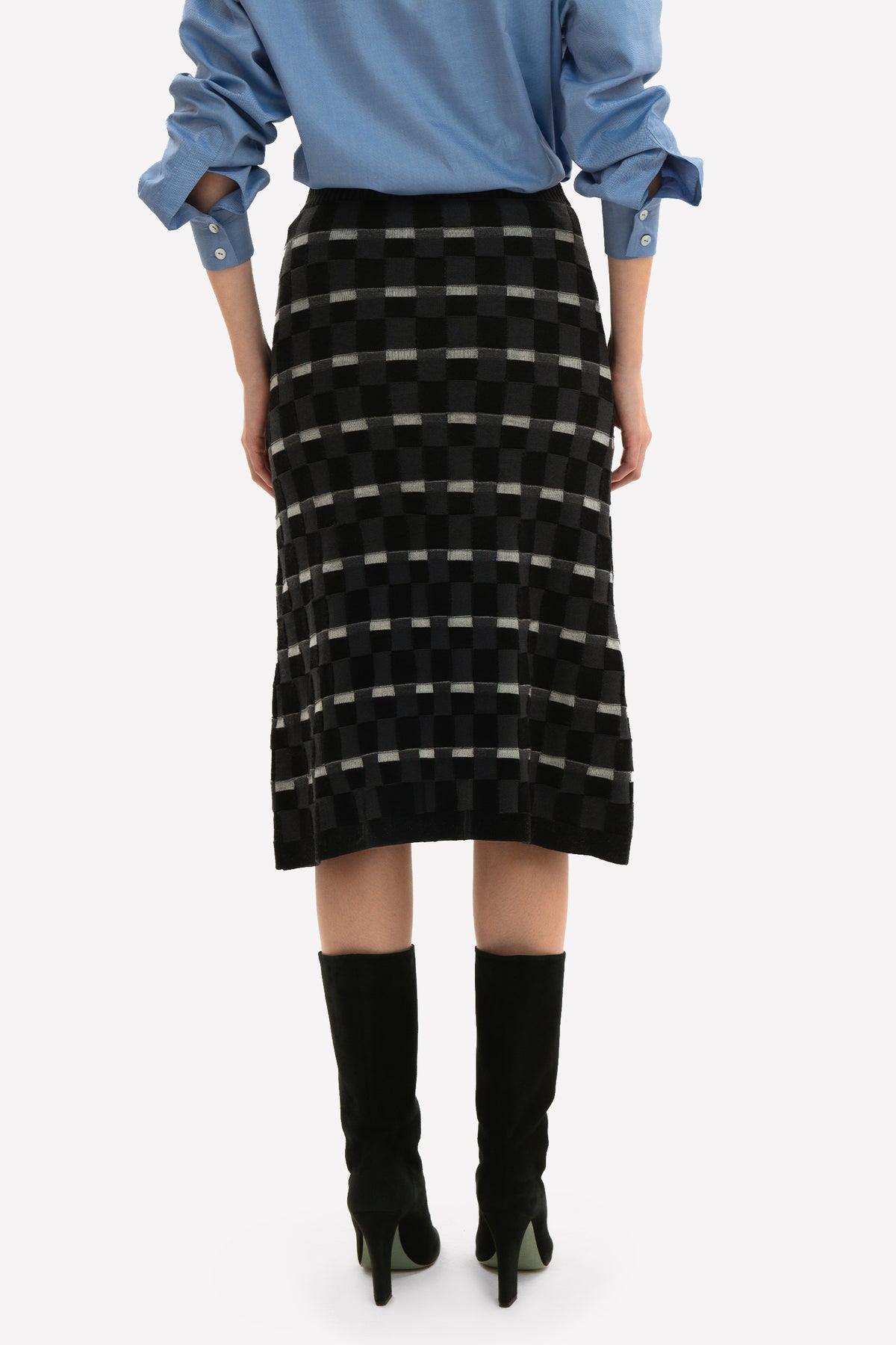 ZELDA - Gonna midi in lana merino Damier