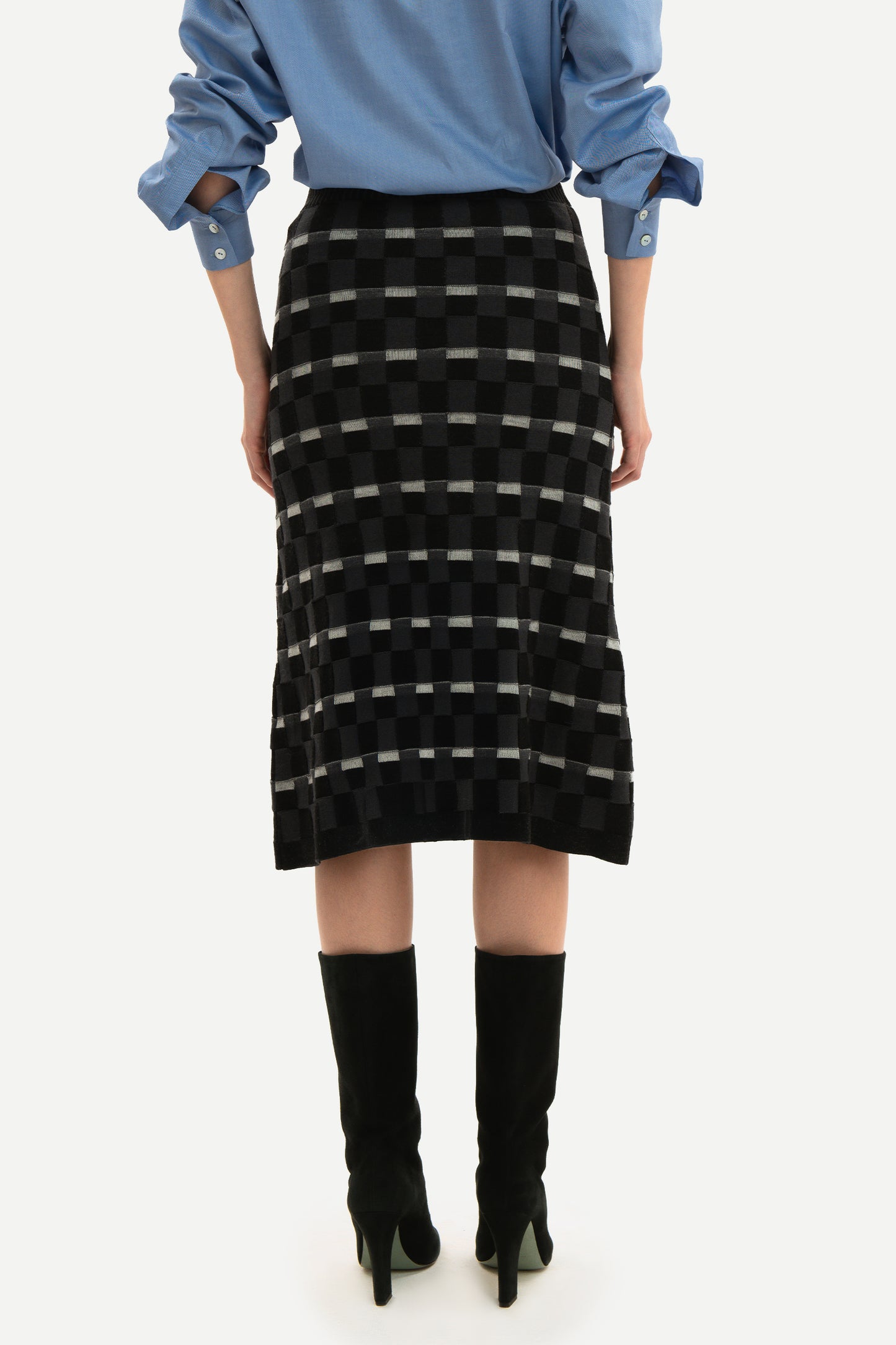 ZELDA - Gonna midi in lana merino Damier