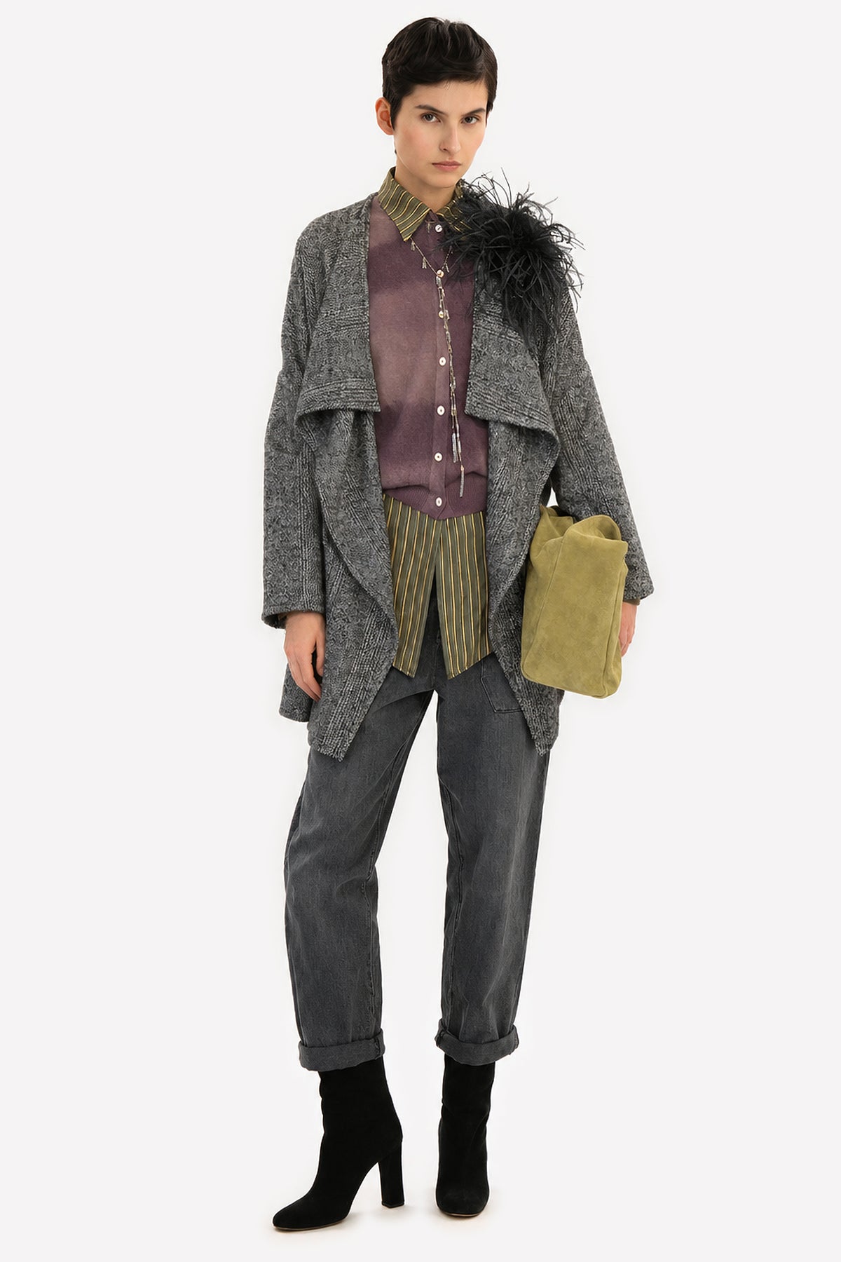 SVEVA - Oversized wool jacket Saltpepper