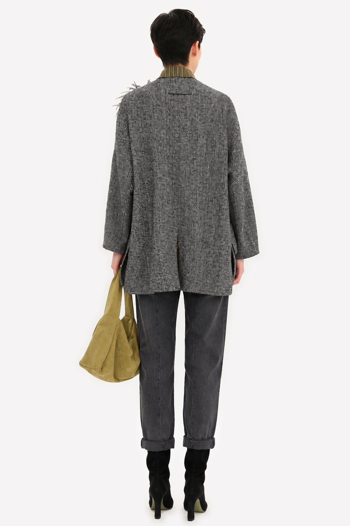 SVEVA - Oversized wool jacket Saltpepper