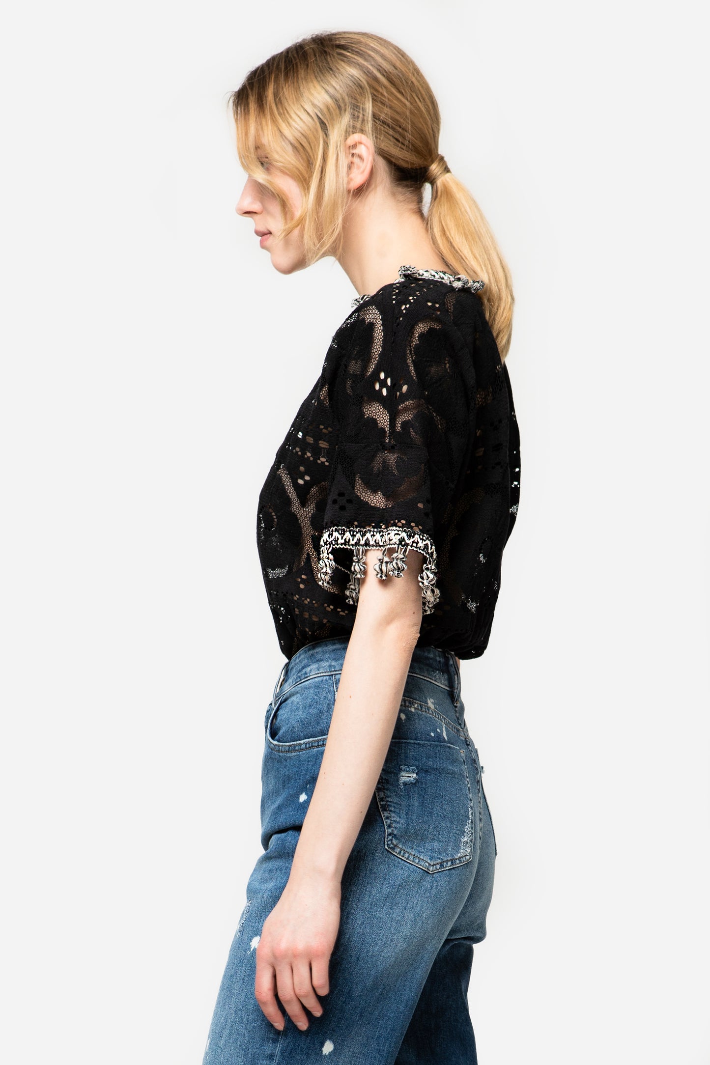 ALTHEA - Short sleeve lace blouse