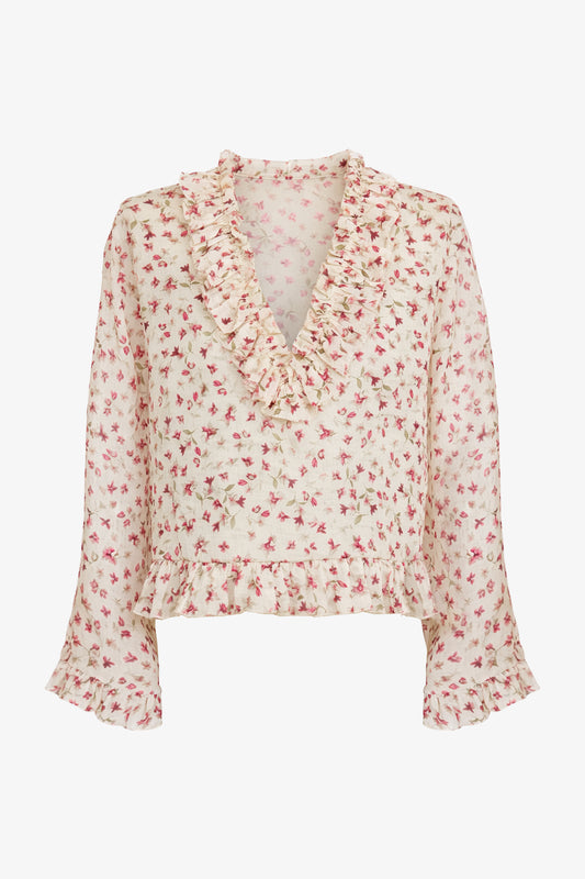 LAVINIA - Blusa crop in ramiè Magnolia