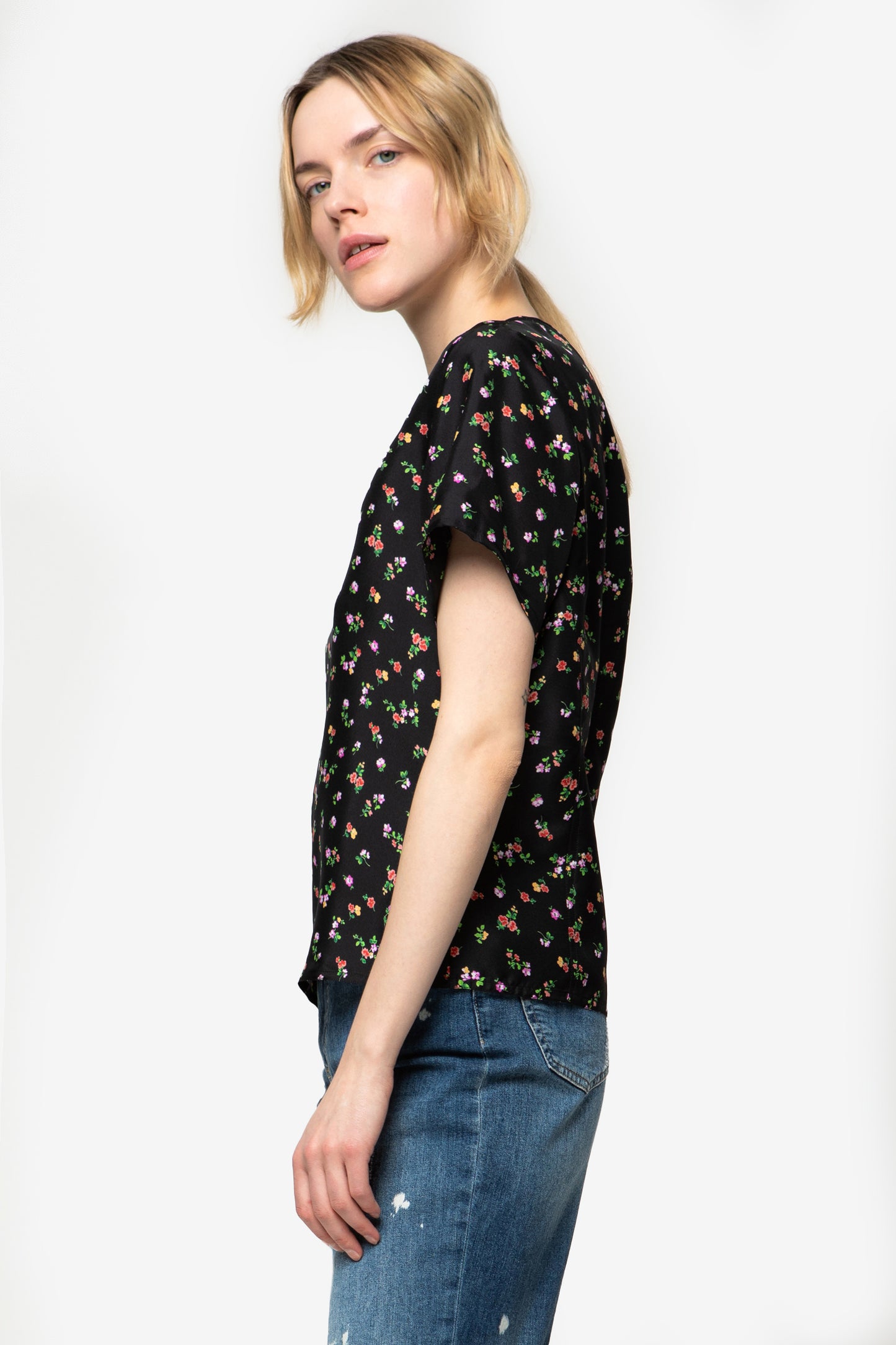 SUSANNA - Microflower silk T-shirt