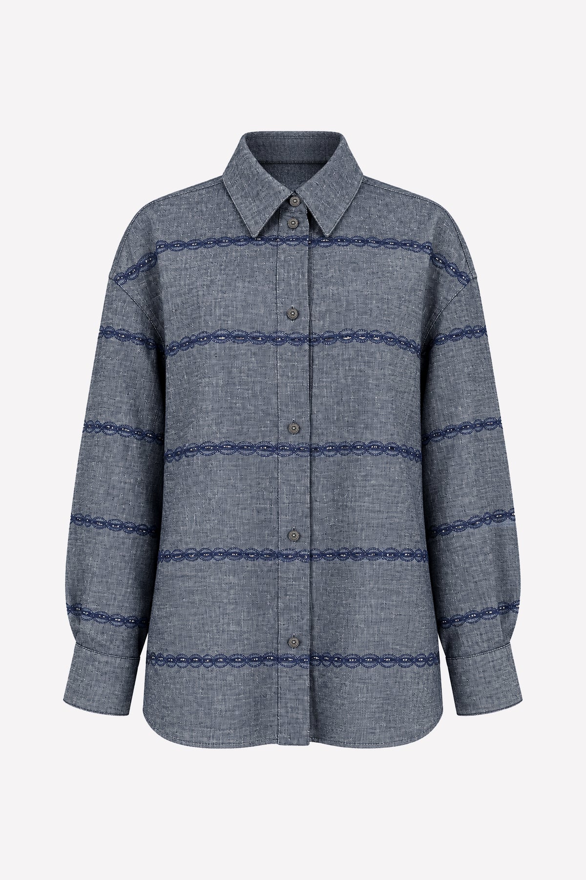 JASMIN - Linen-effect shirt Denim