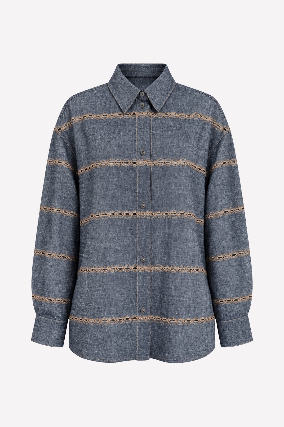 NILDE - Textured linen shirt Denim