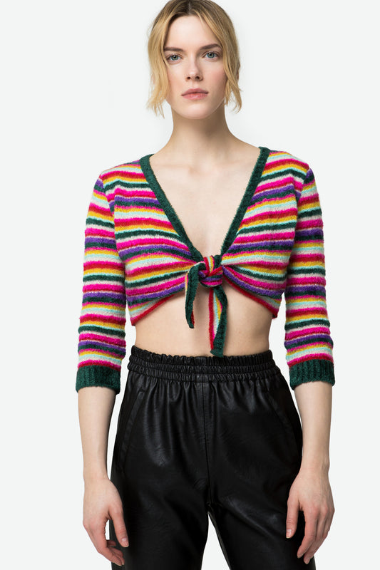 GABRIELLE - Stripes cropped cardigan
