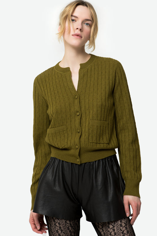 ORIANA - Cardigan in lana a coste New Basic