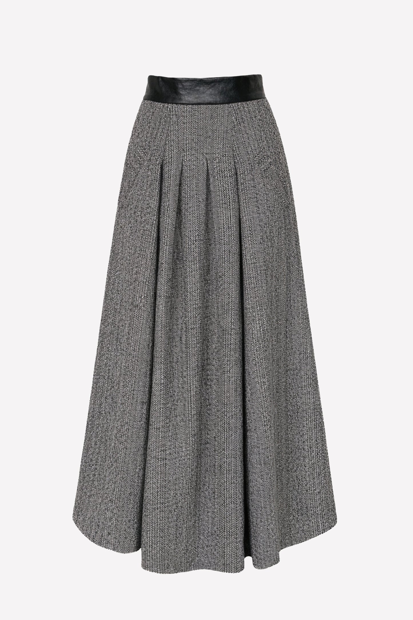 COLETTE - Long wool skirt Saltpepper