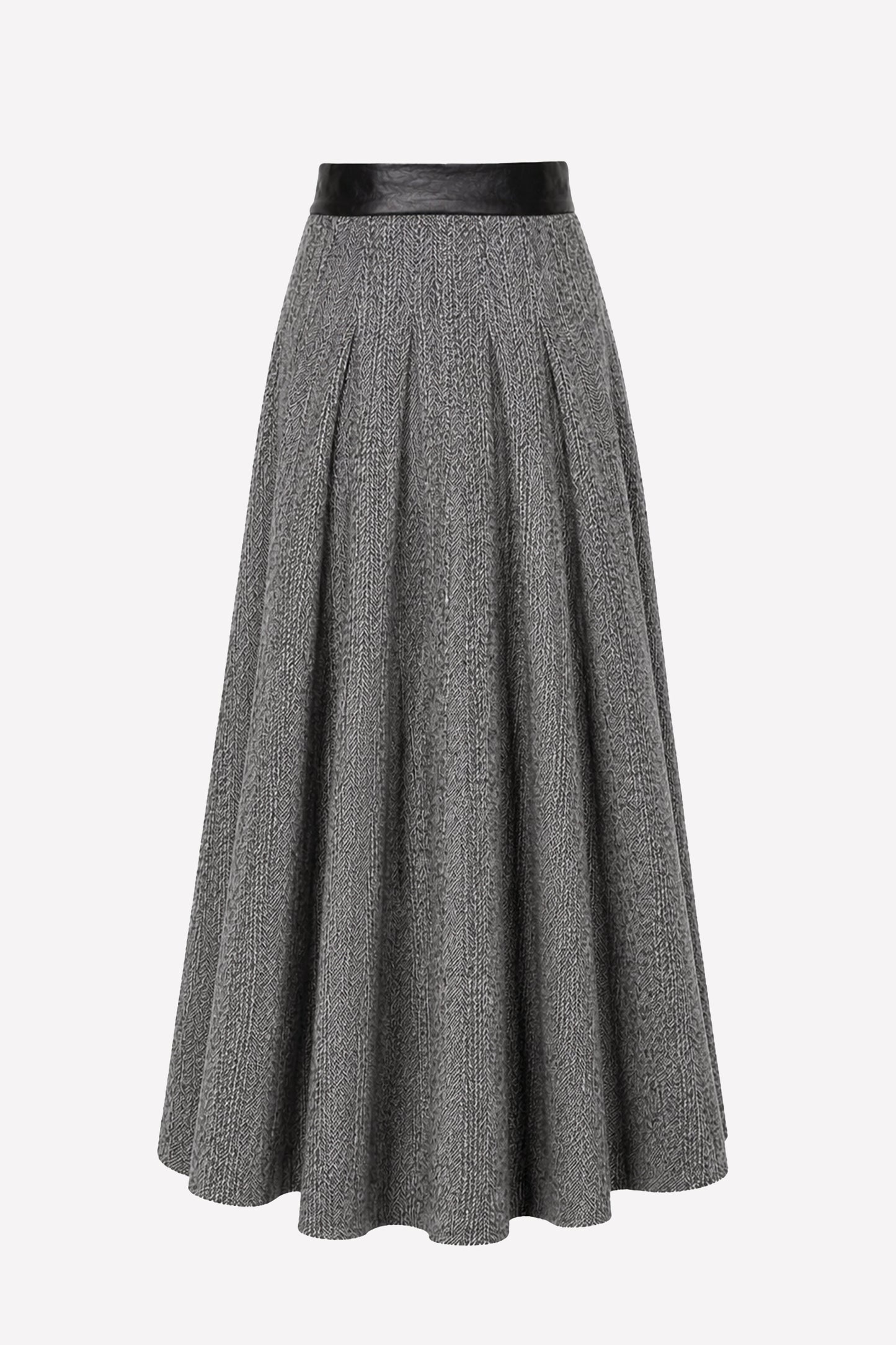 COLETTE - Long wool skirt Saltpepper