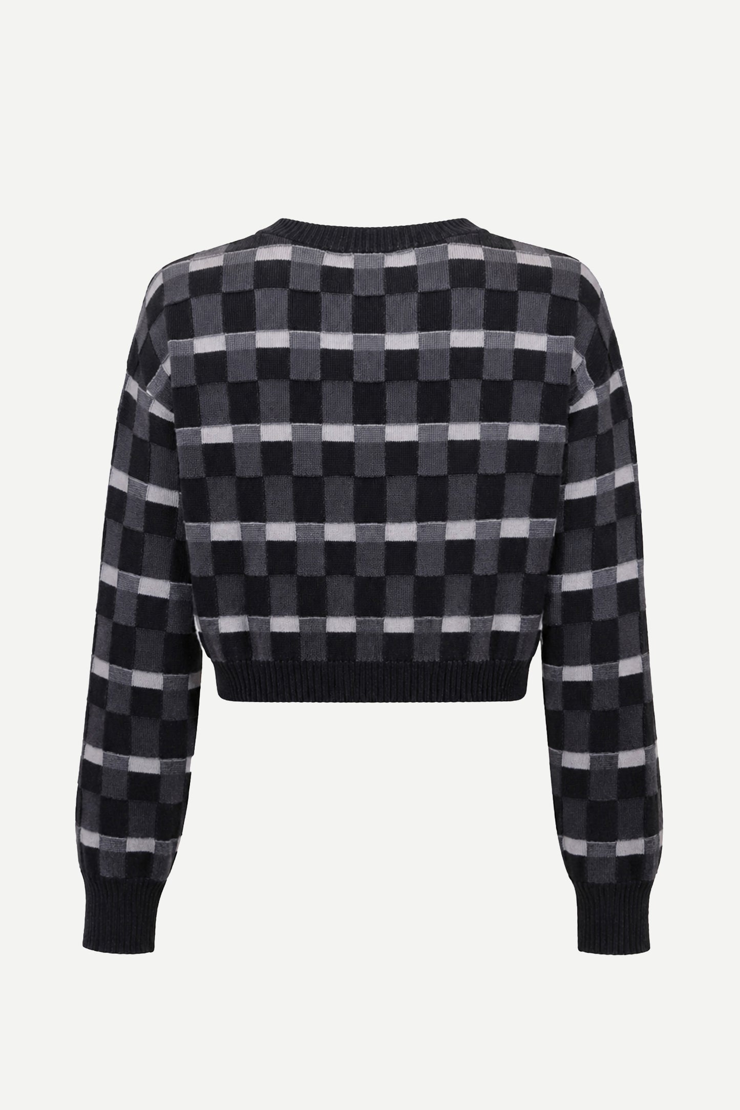 CAMILLA - Maglia crop in lana merino Damier