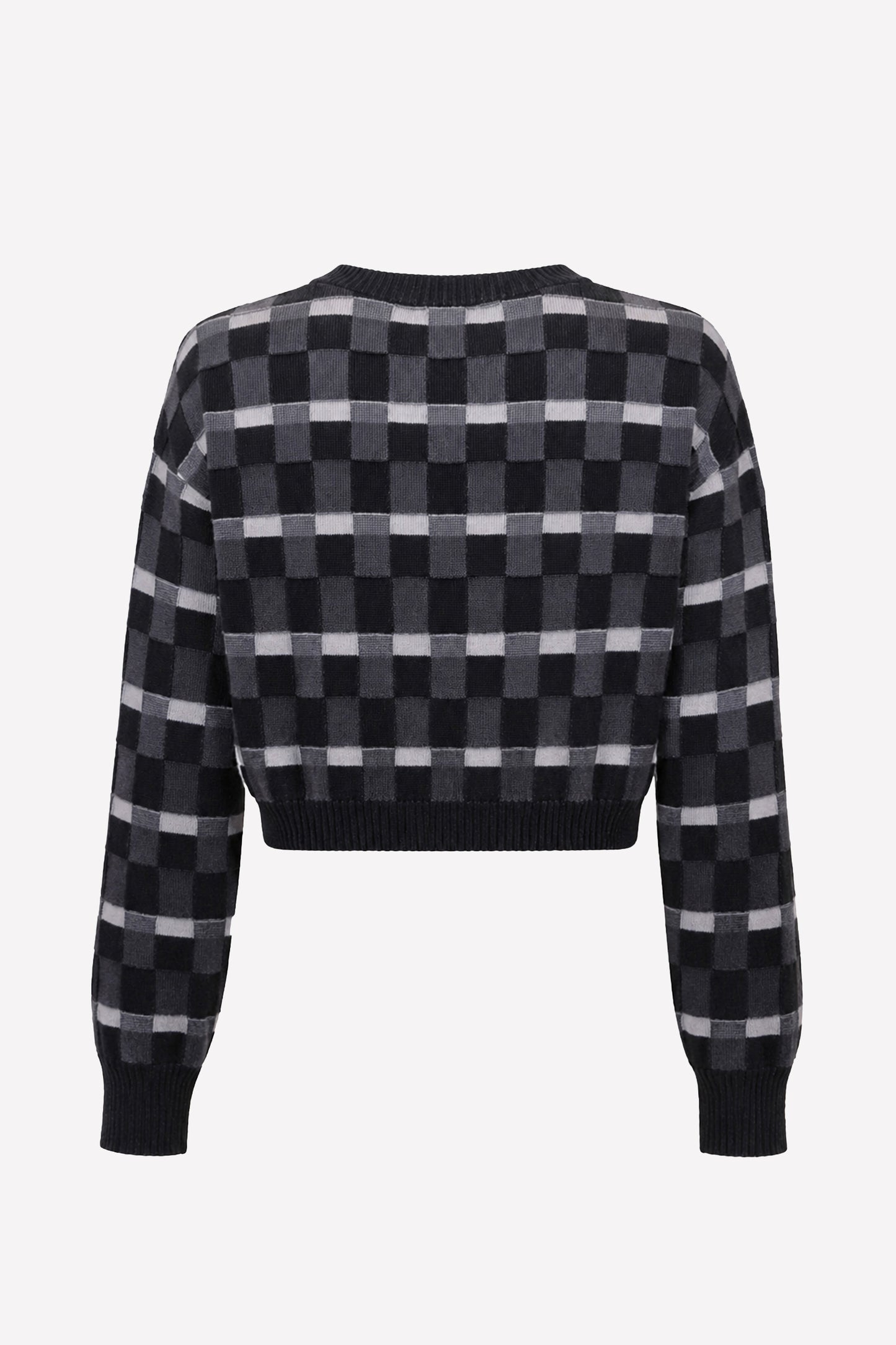 CAMILLA - Maglia crop in lana merino Damier
