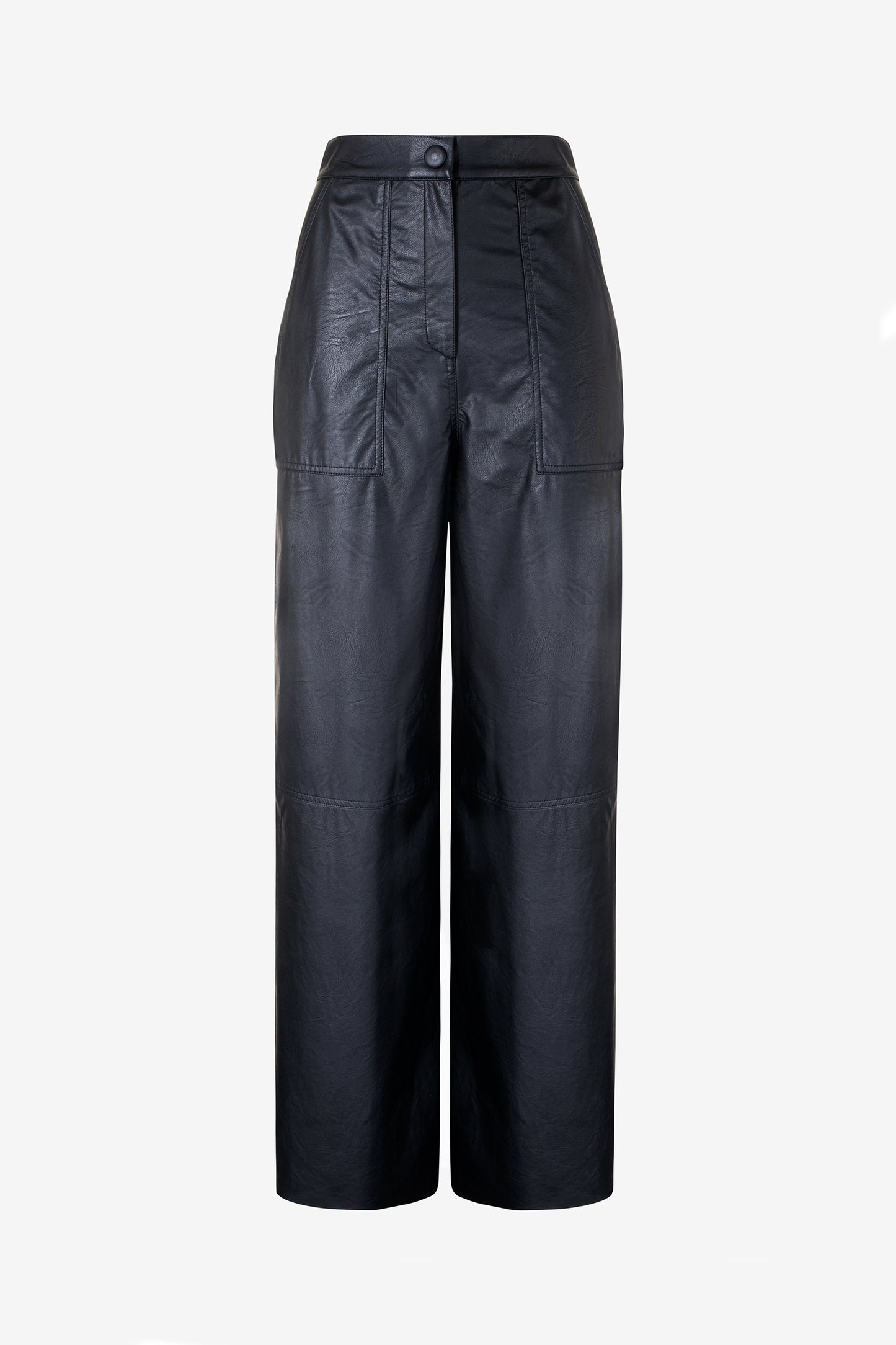 ILARIA – Pantalone cargo in ecopelle nero