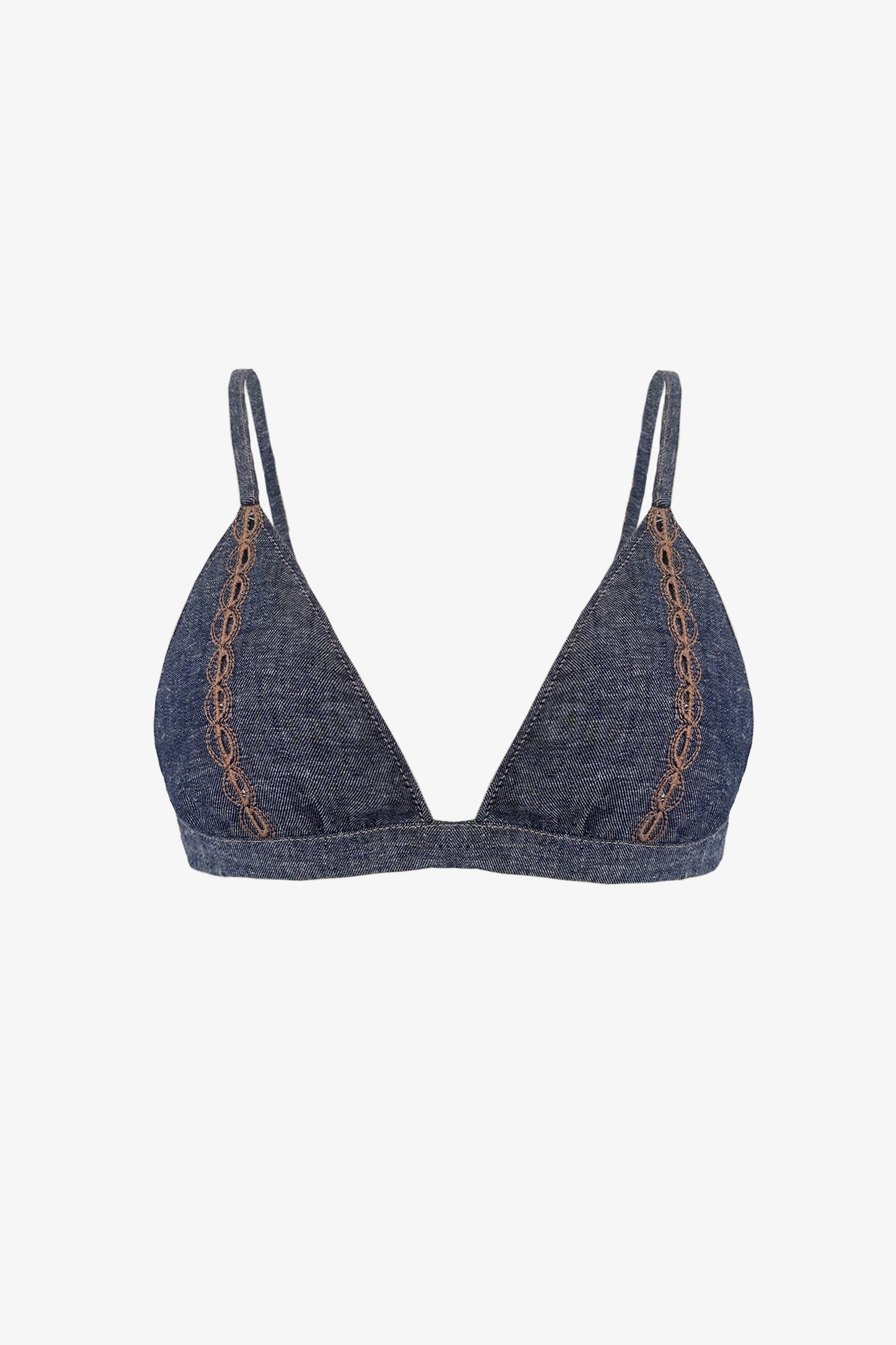 NILLA - Denim Linen Bralette Indigo