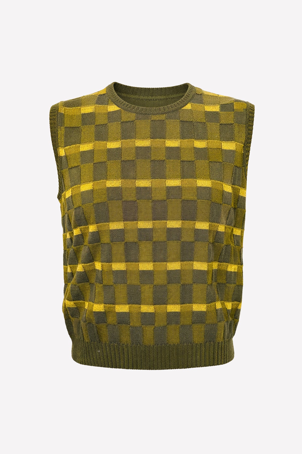 APOLLINE - Gilet in lana merino Damier