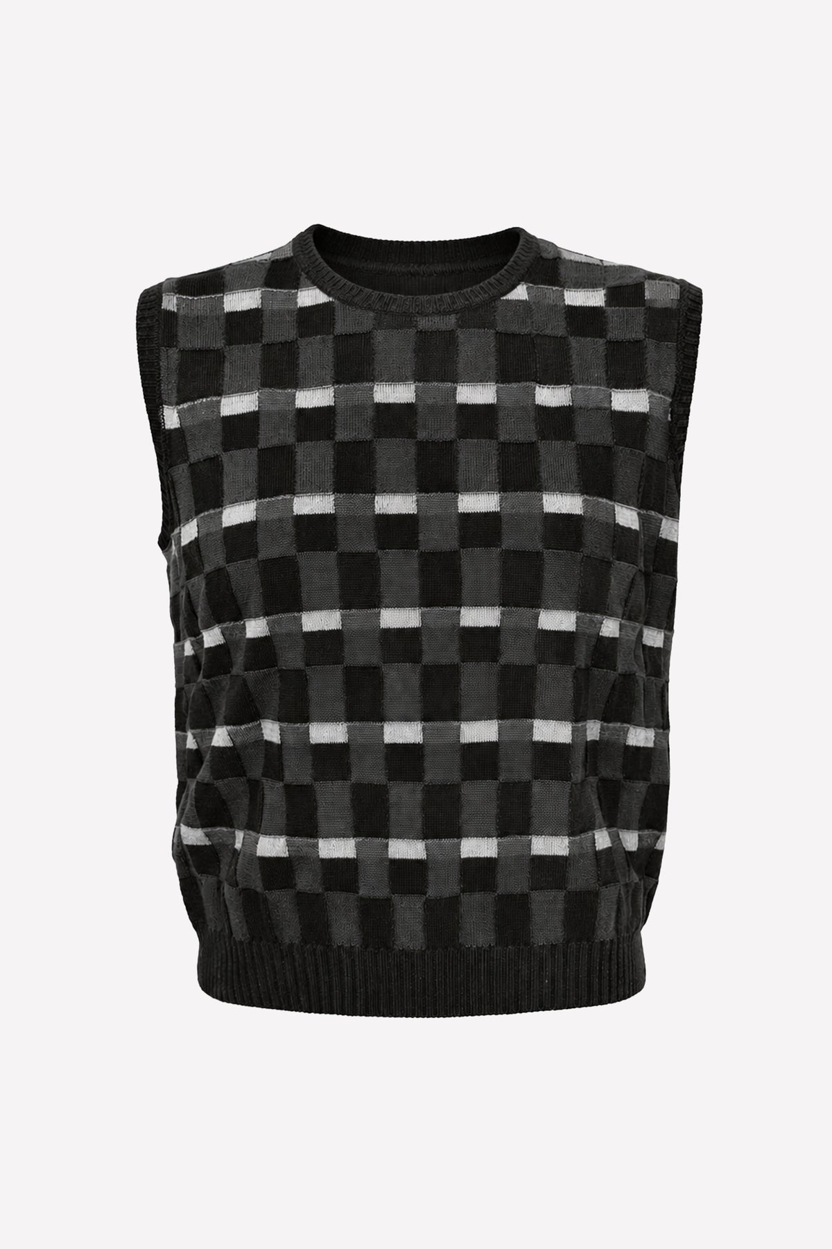 ANGELA - Merino wool vest Damier
