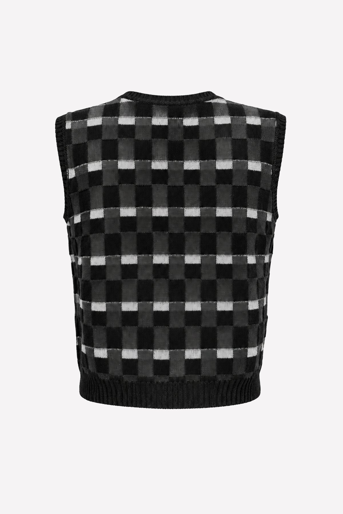 ANGELA - Merino wool vest Damier