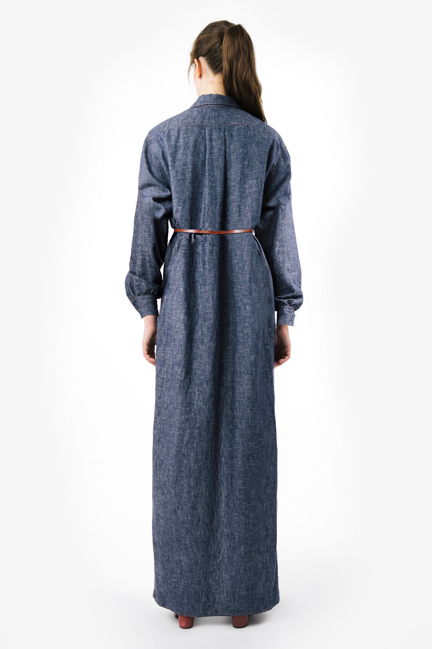 LIVIA - Denim effect linen duster Indigo