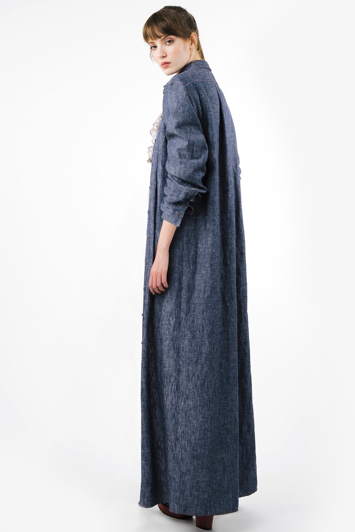 LIVIA - Denim effect linen duster Indigo