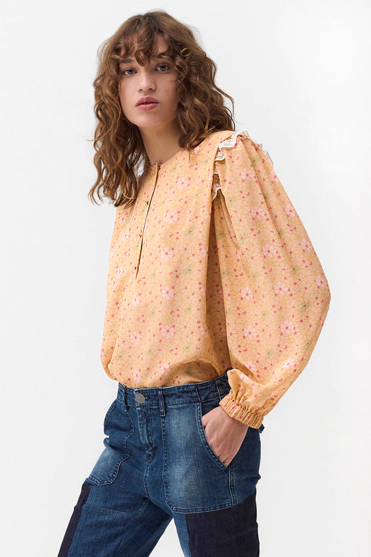 BRIDGET - Silk and lace blouse Anemone