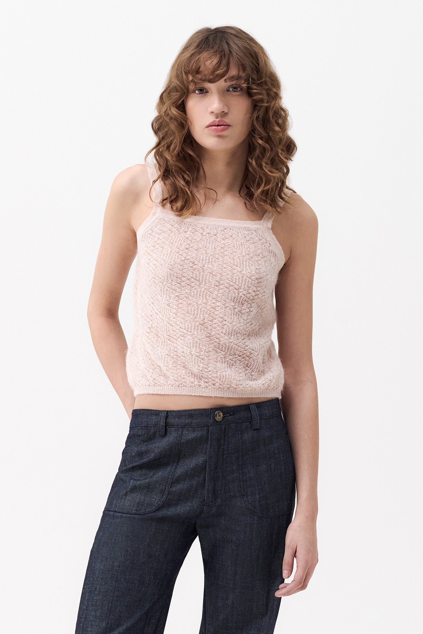 GIULIA - Mohair and alpaca top Pastel