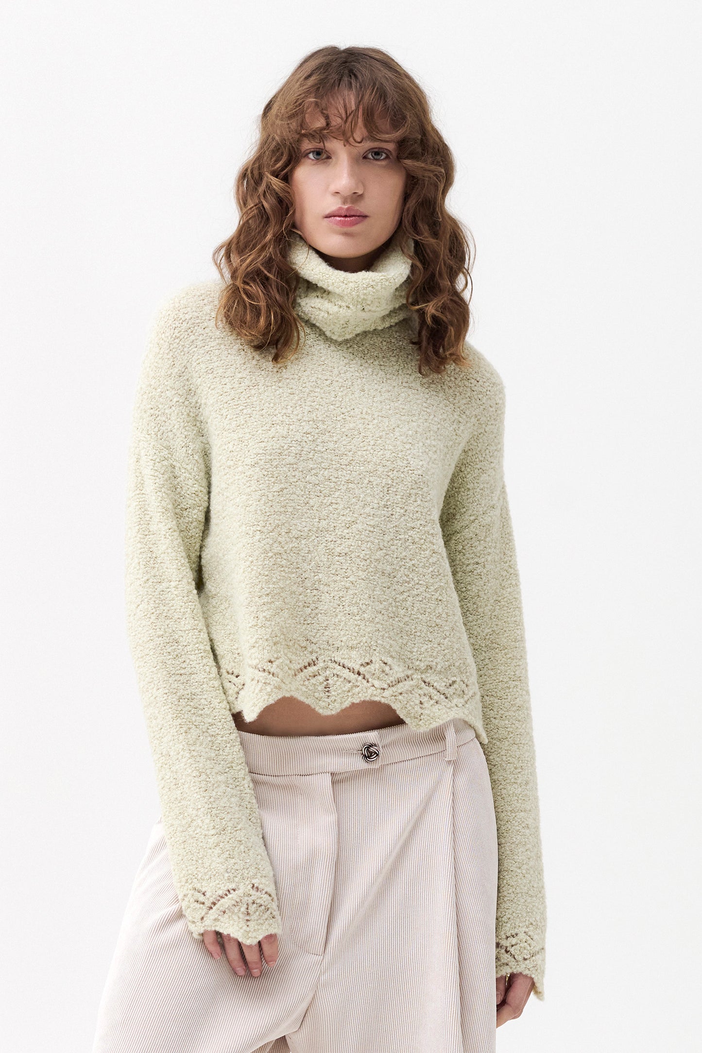 ALICIA - Boucle crop turtleneck Origami