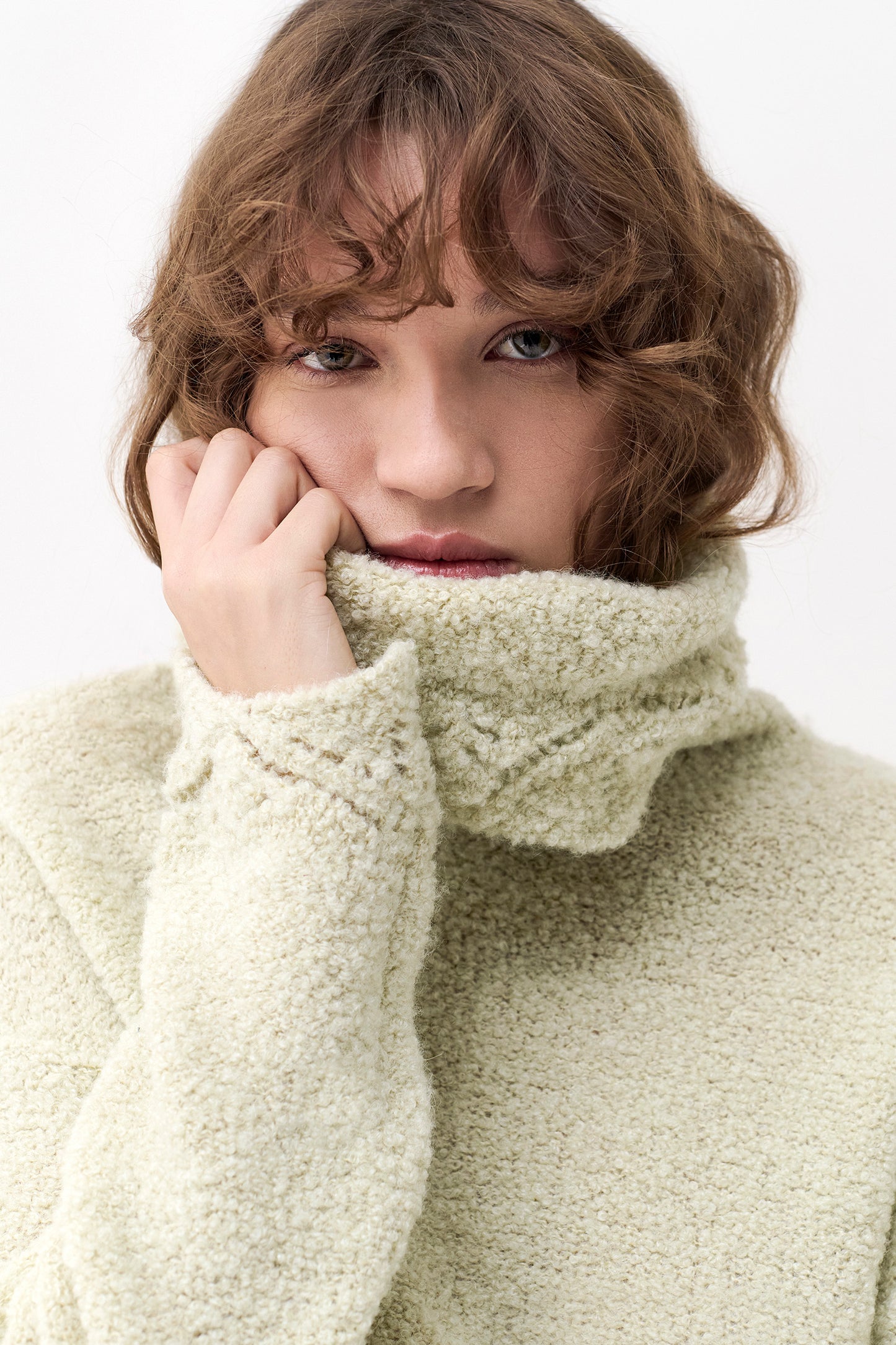 ALICIA - Boucle crop turtleneck Origami