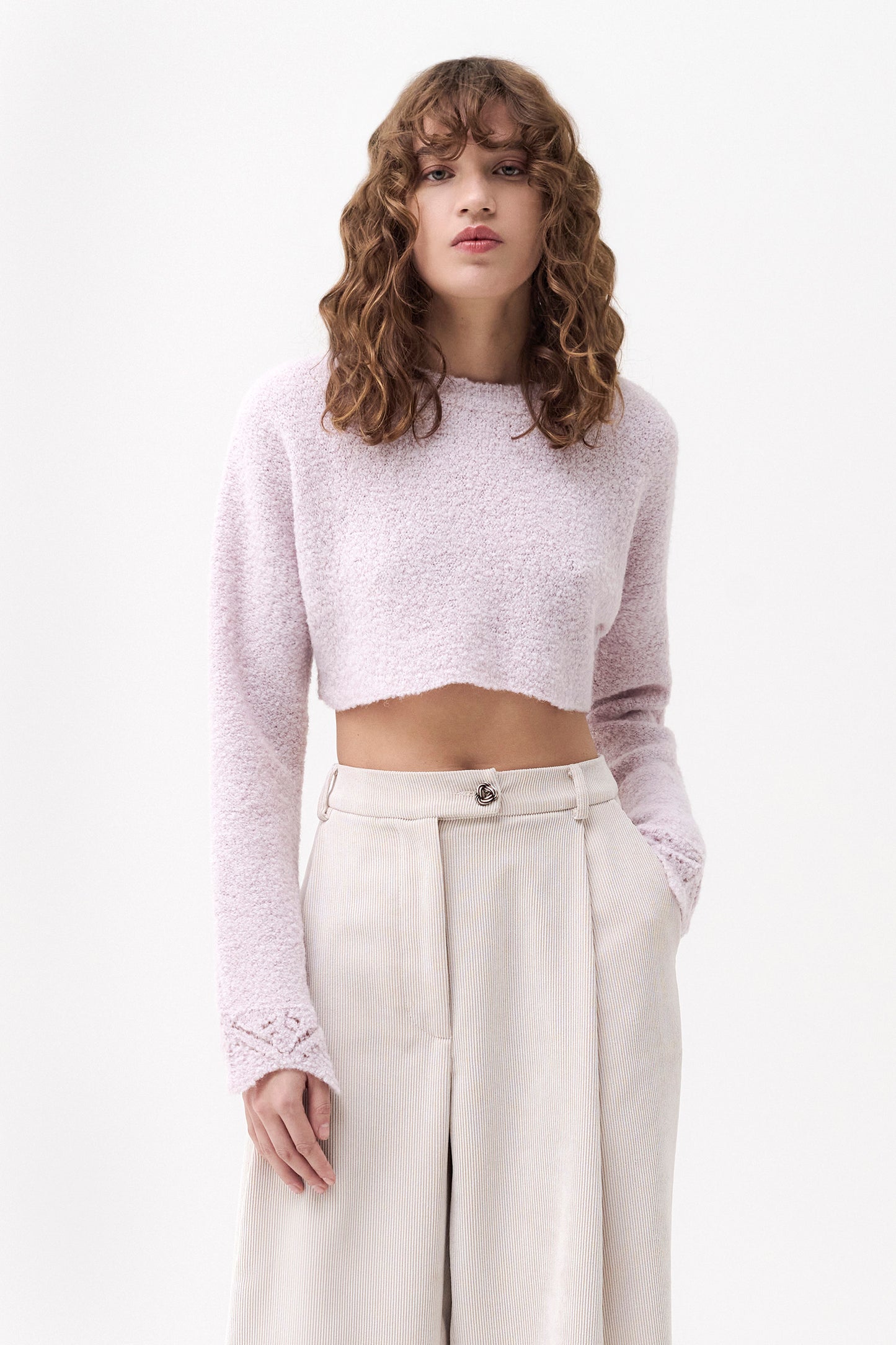 CAMILLA - Bouclè crop sweater Origami