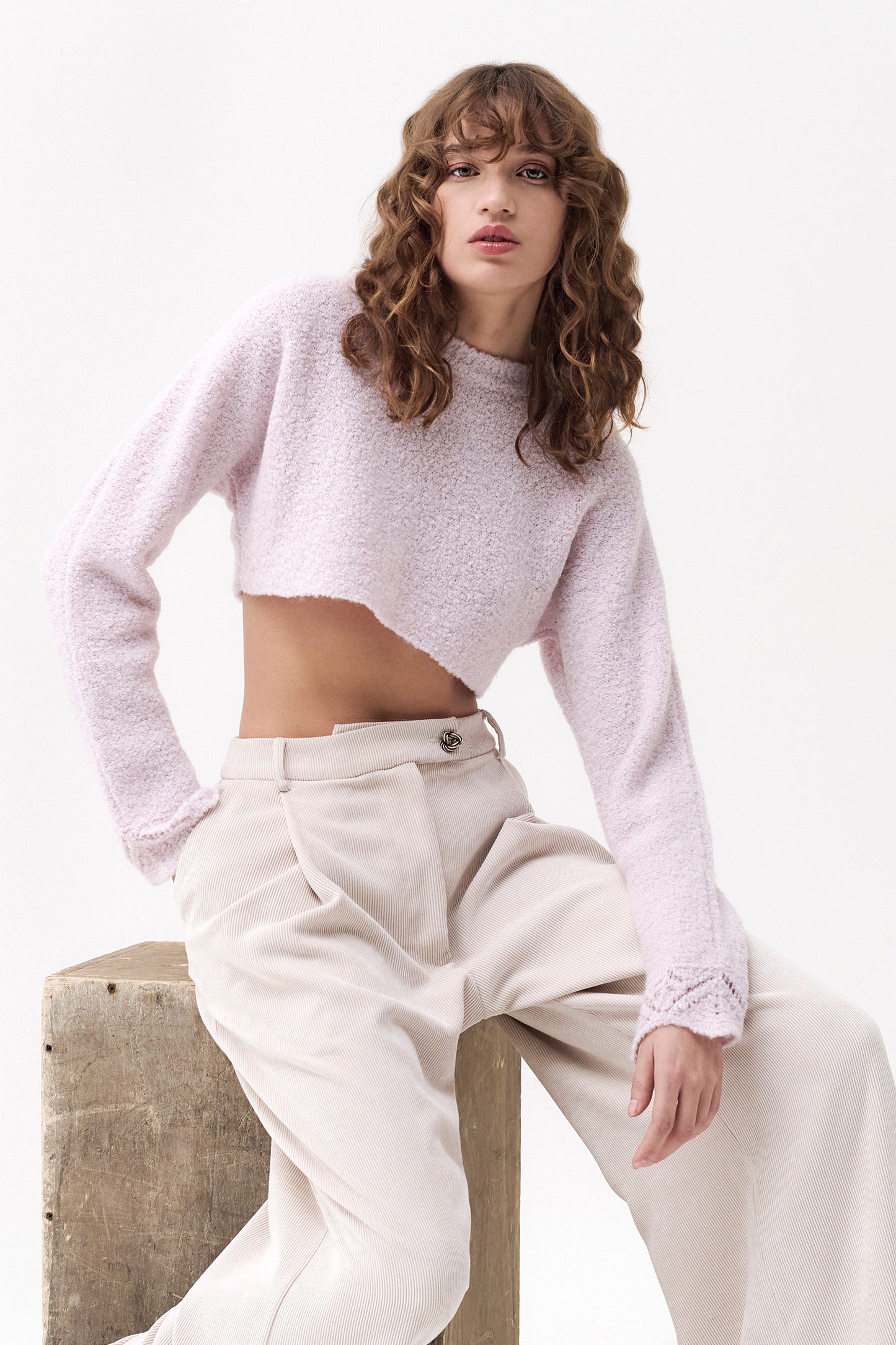 CAMILLA - Bouclè crop sweater Origami