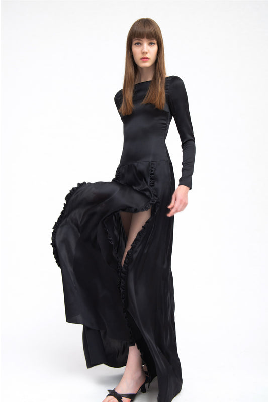 NOCTURNA - Long silk dress