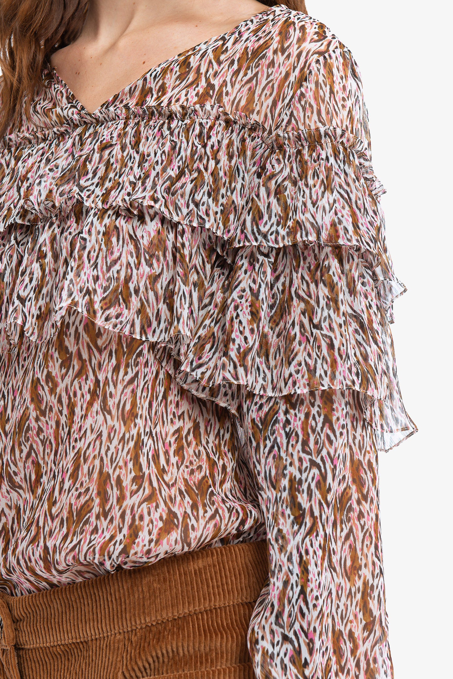 FIONA - Silk creponne blouse Camouflage