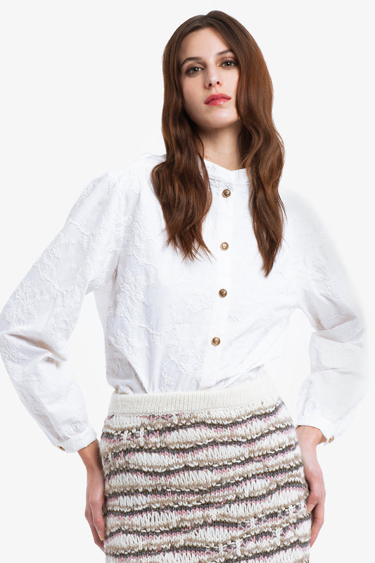 CATALINA - Camicia in cotone ricamato Croix