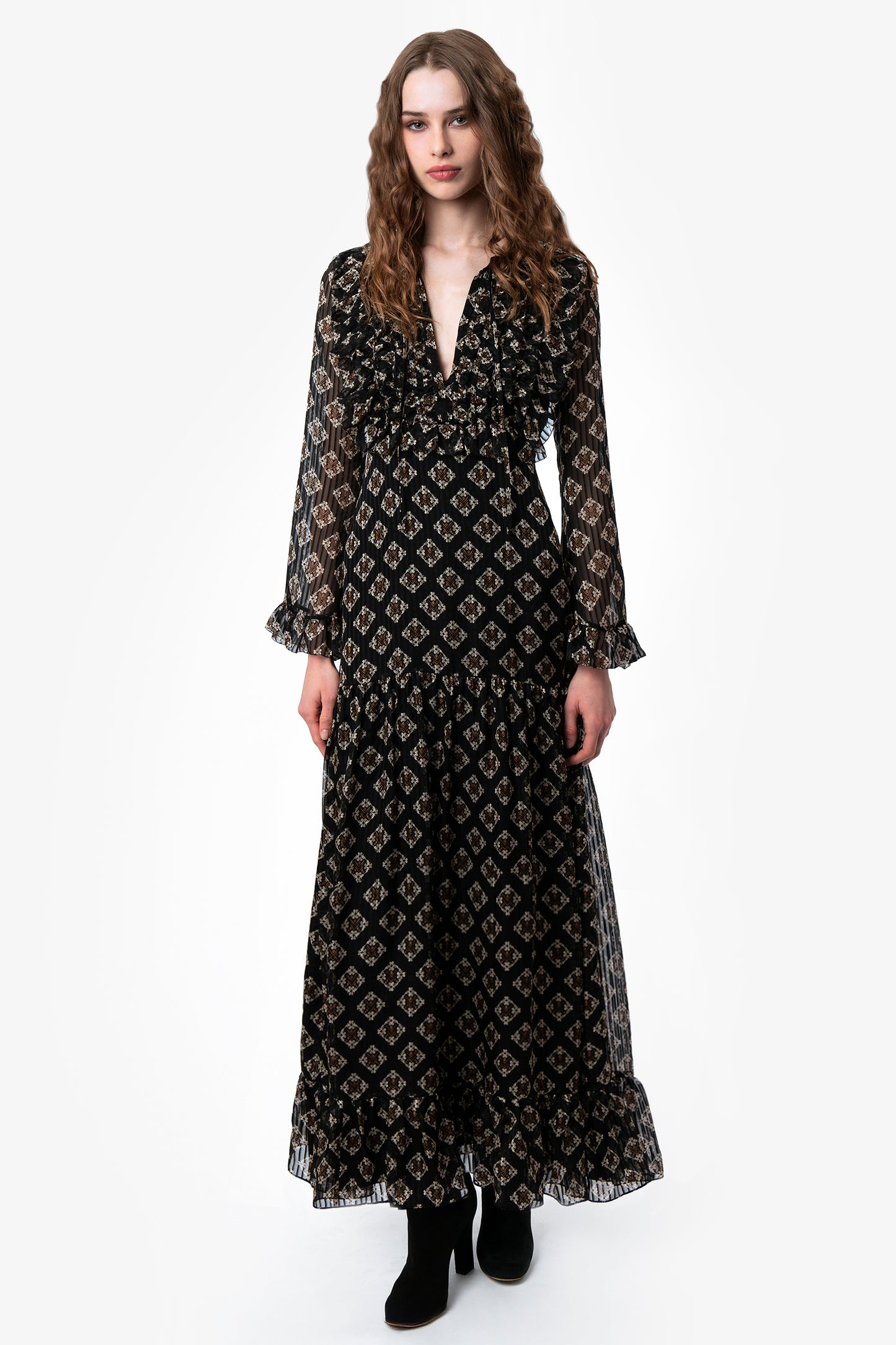 GEMMA - Abito lungo in seta Decò