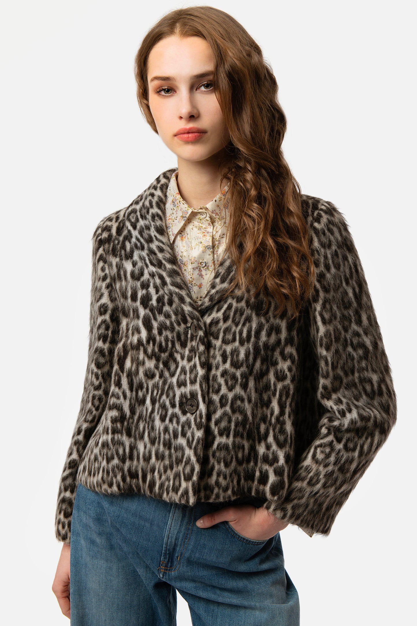 SAVANNAH - Animalier wool jacket