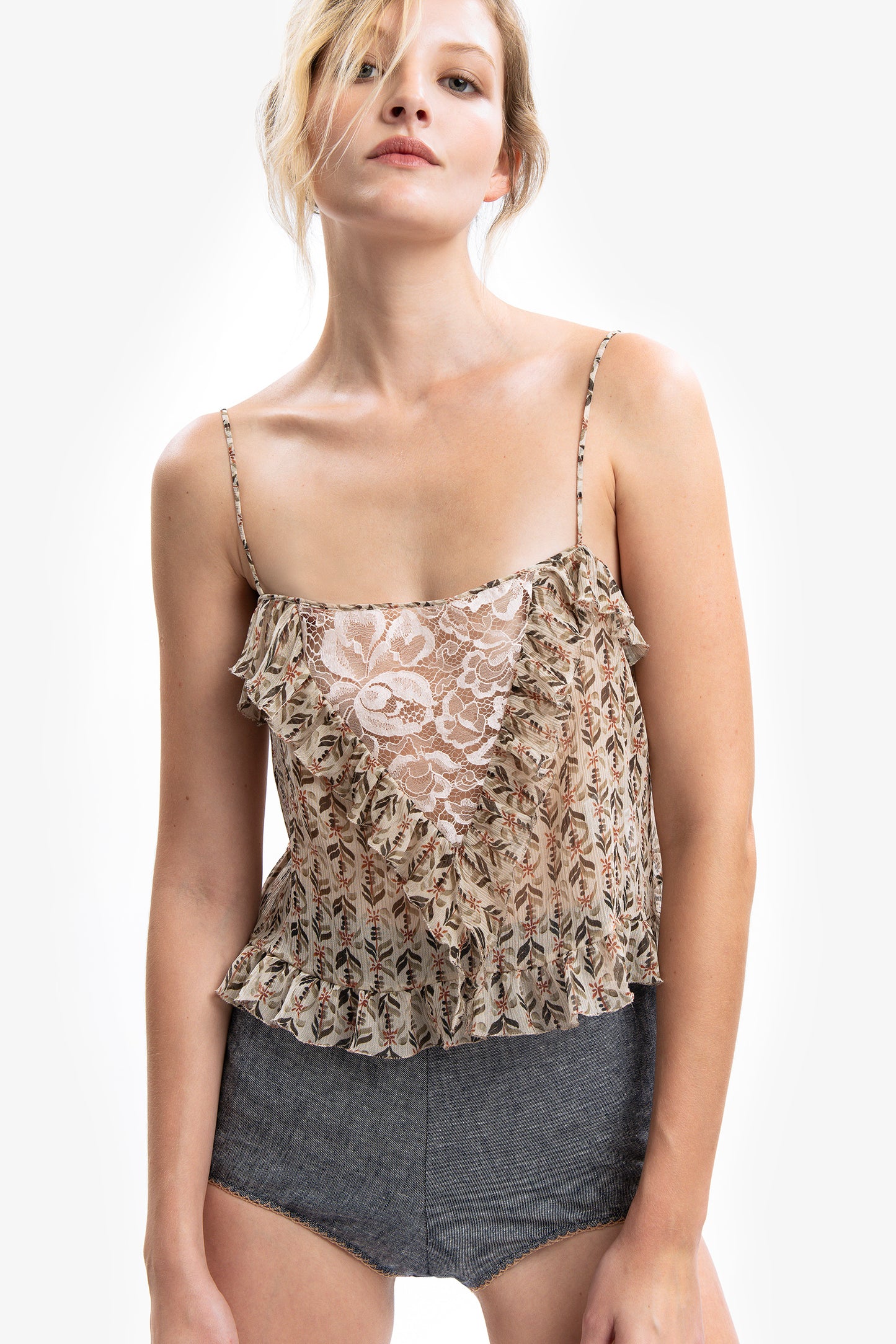 CATALINA - Culotte in lino effetto denim Azul