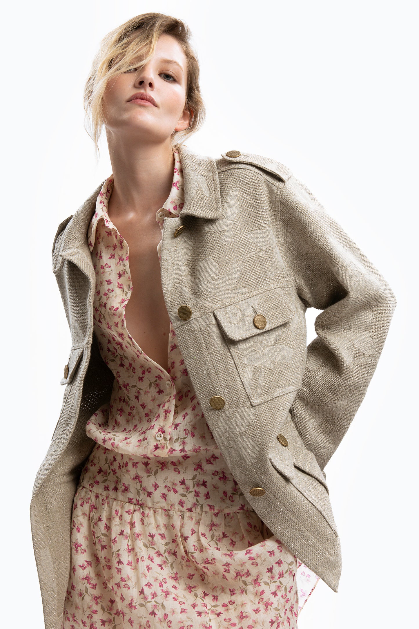 CECILIA - Giacca in lino Safari