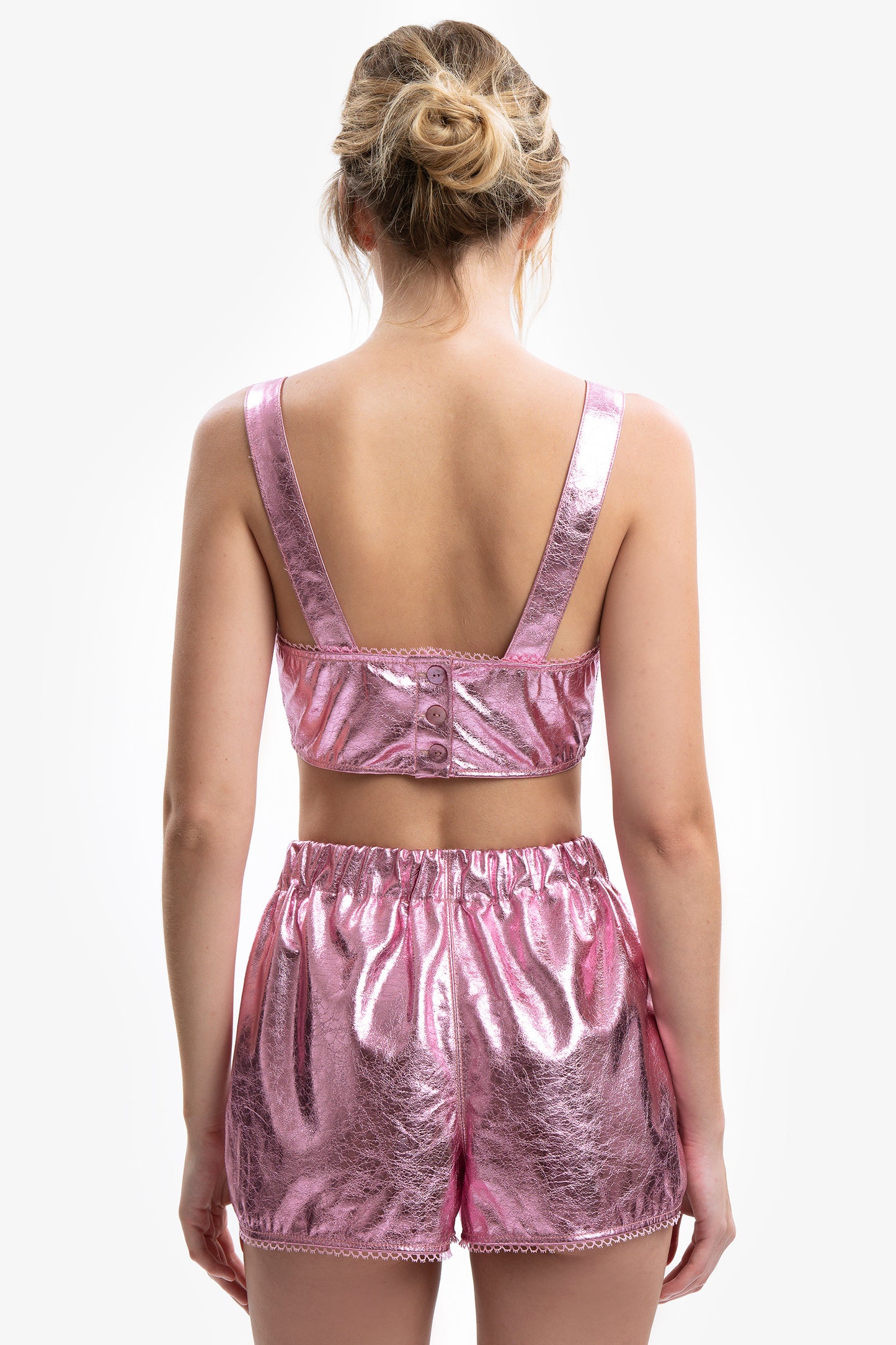 LOLITA - Shorts in laminato craquelé effetto Metal