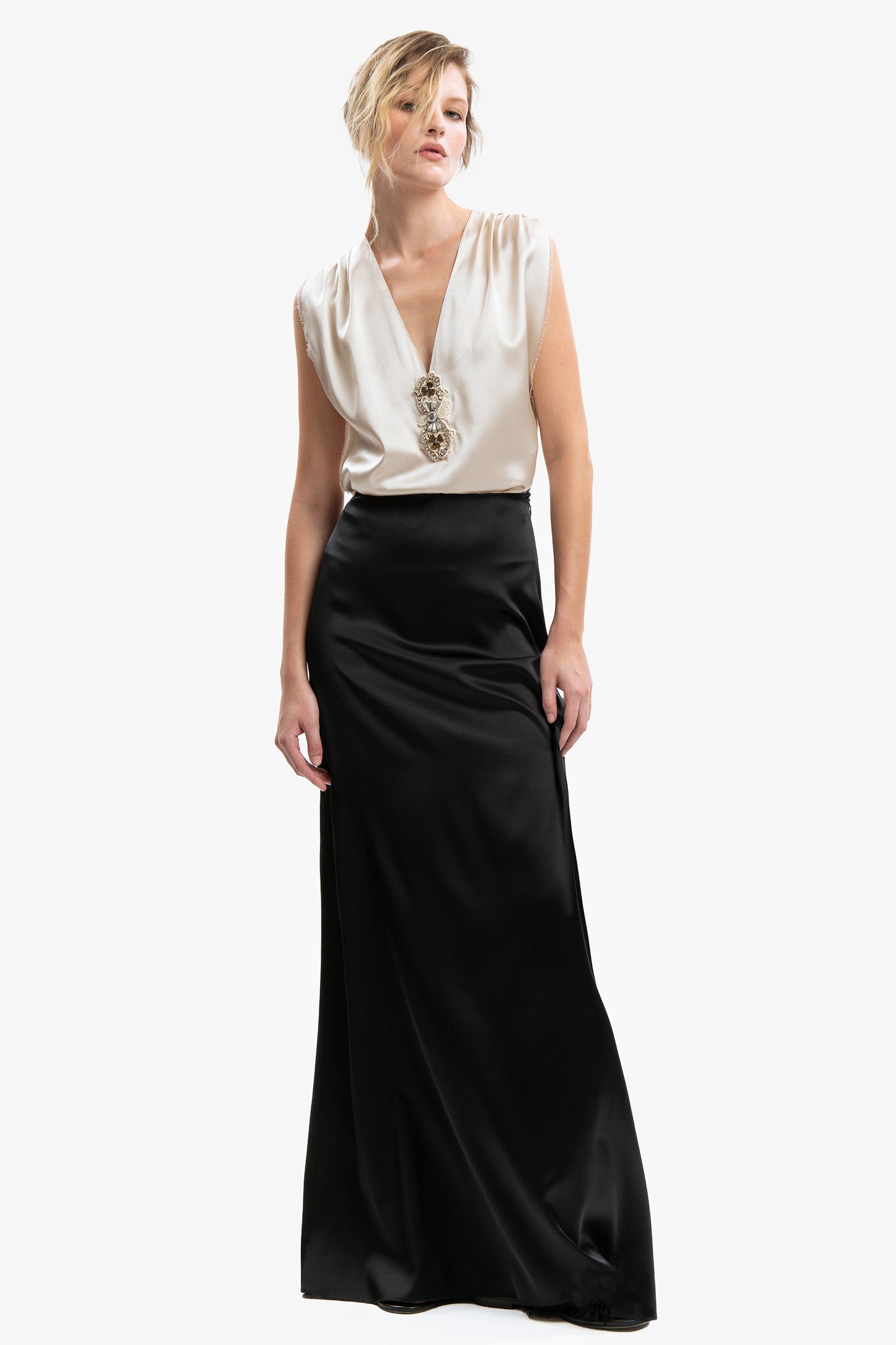 AMARANTA - Gonna in raso di seta Ninfea