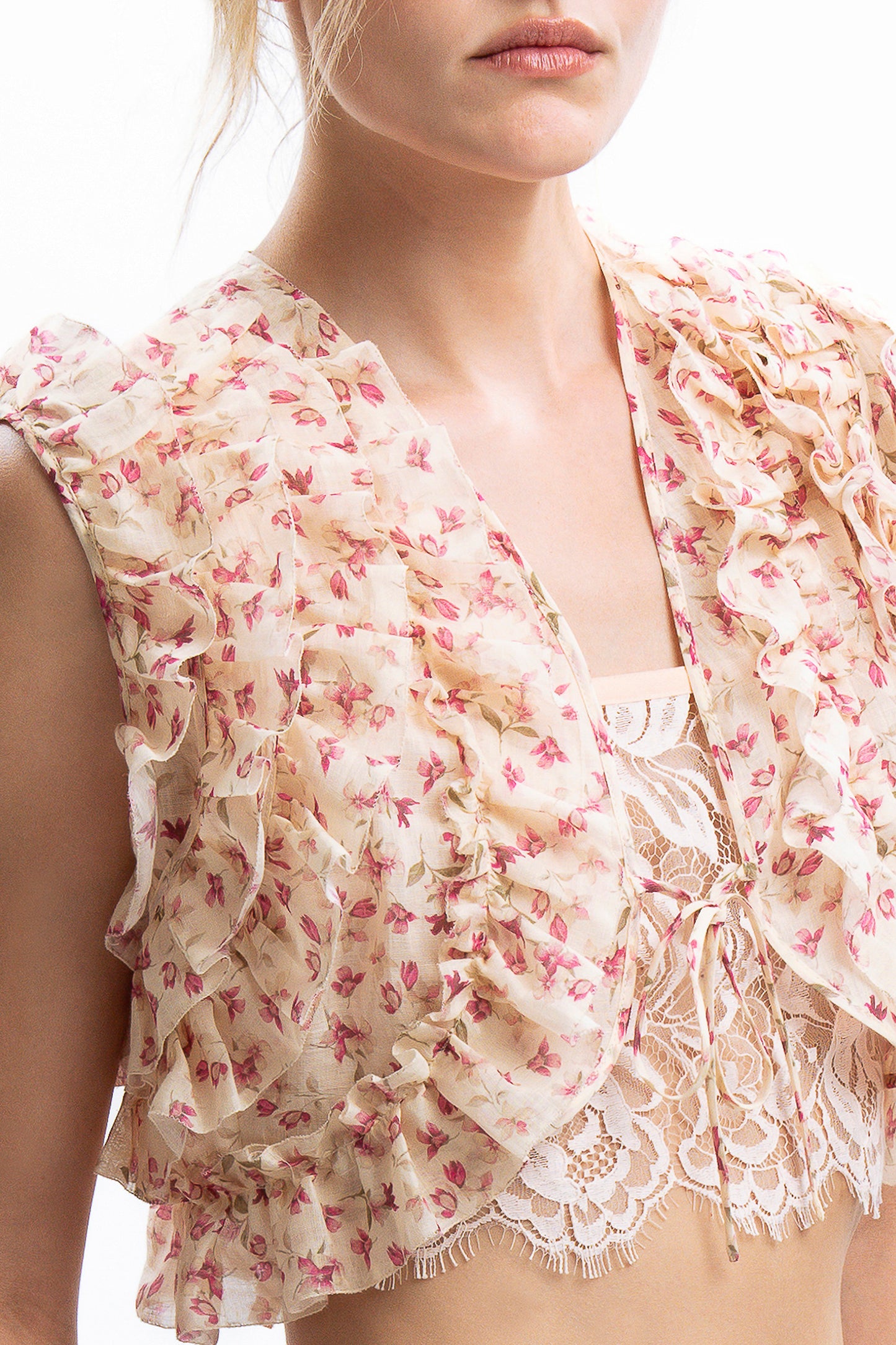 GISELLE - Gilet crop in ramiè Magnolia