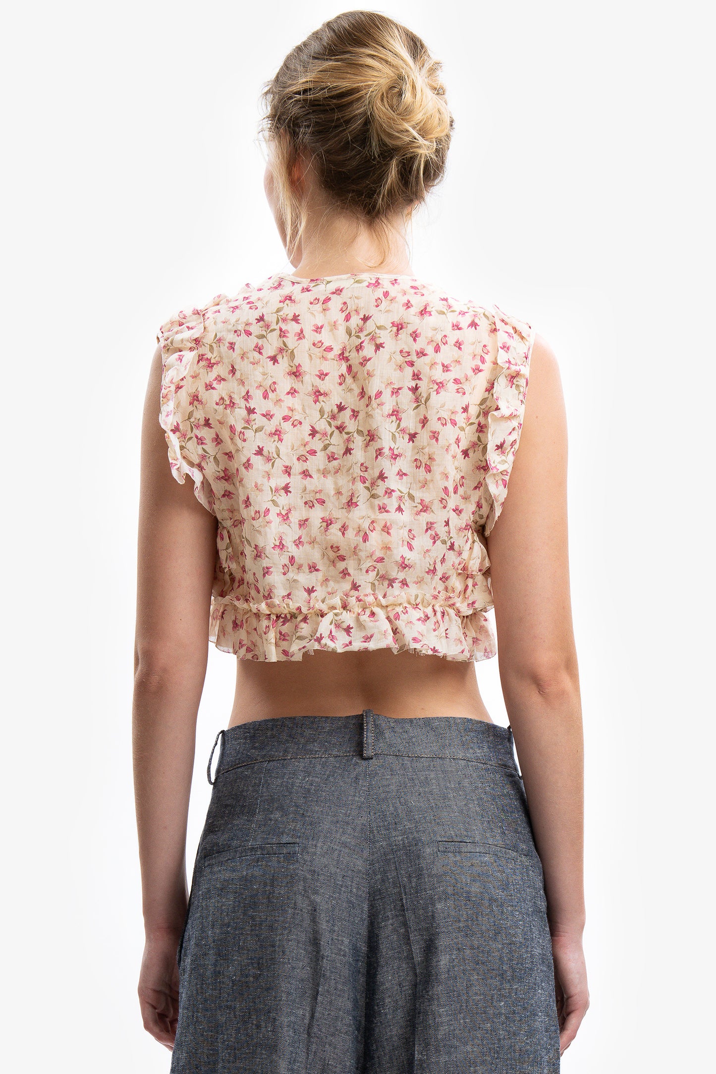 GISELLE - Gilet crop in ramiè Magnolia