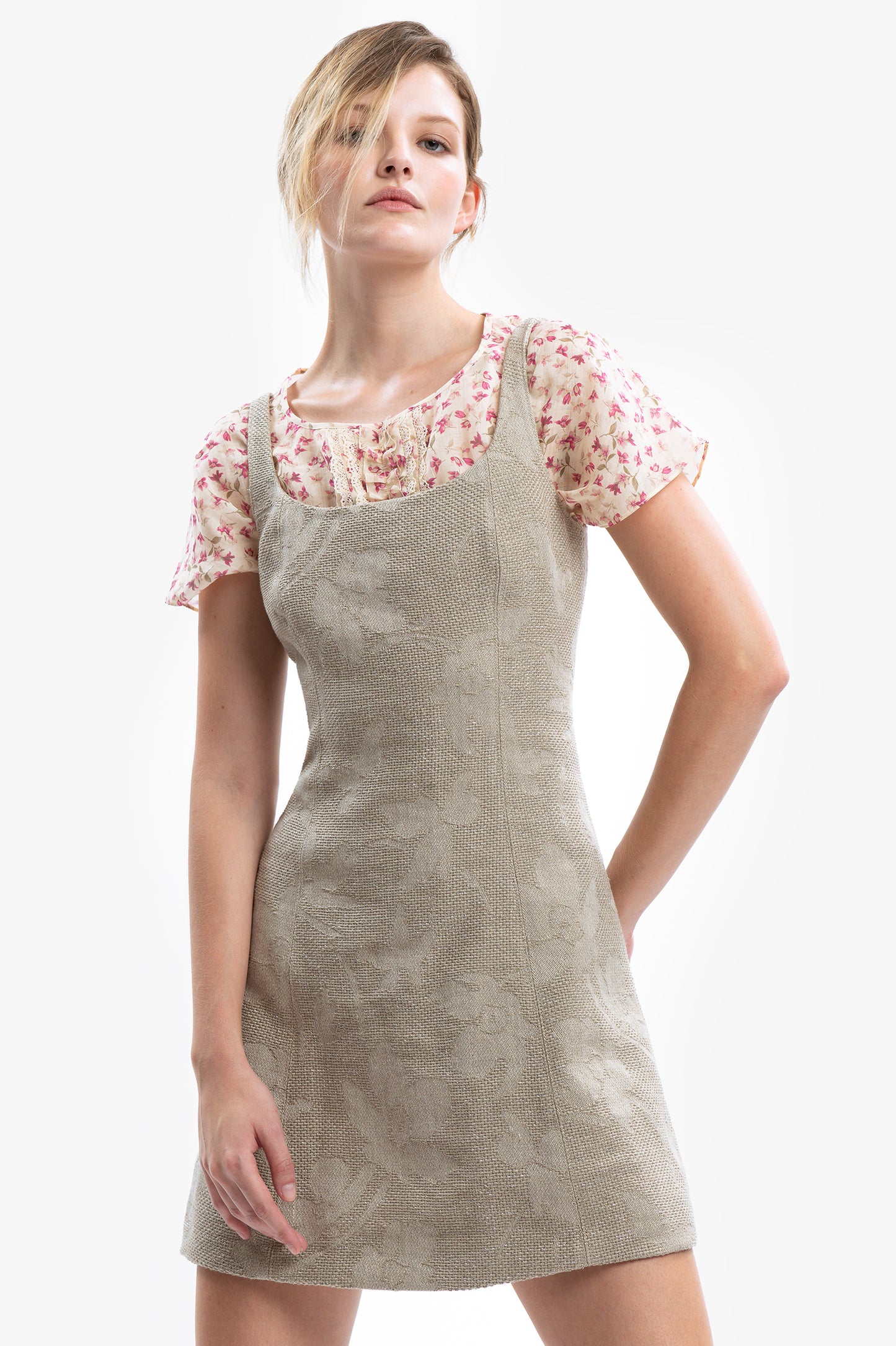 BRUNILDE - Linen Mini Dress Safari