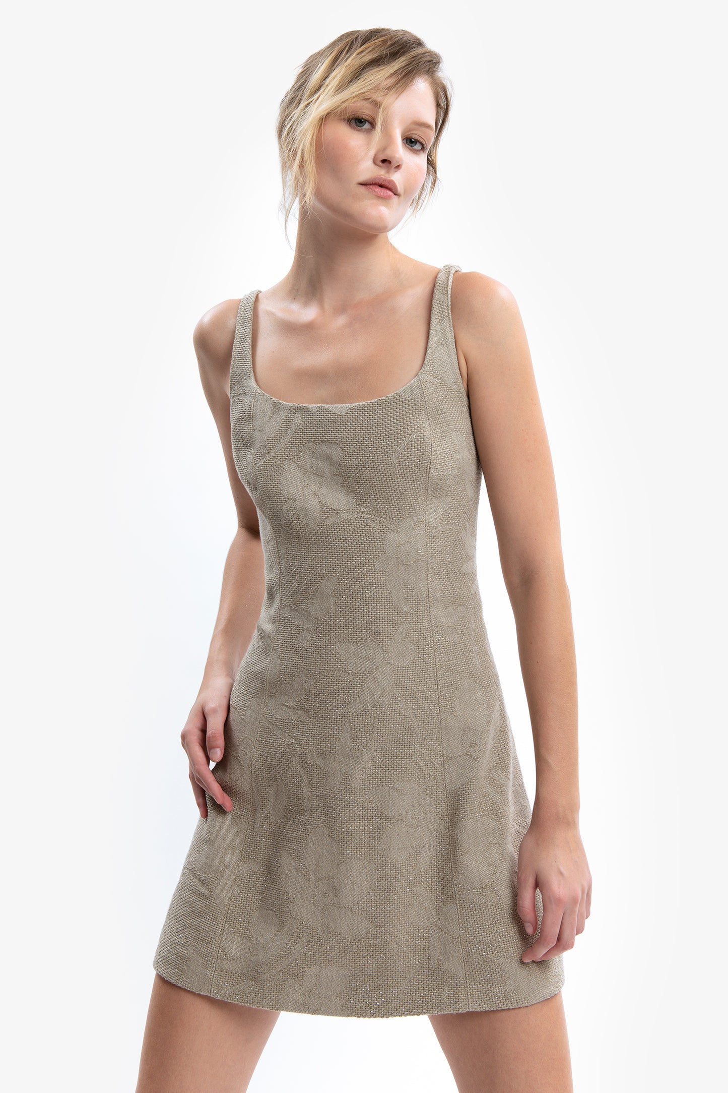 BRUNILDE - Linen Mini Dress Safari