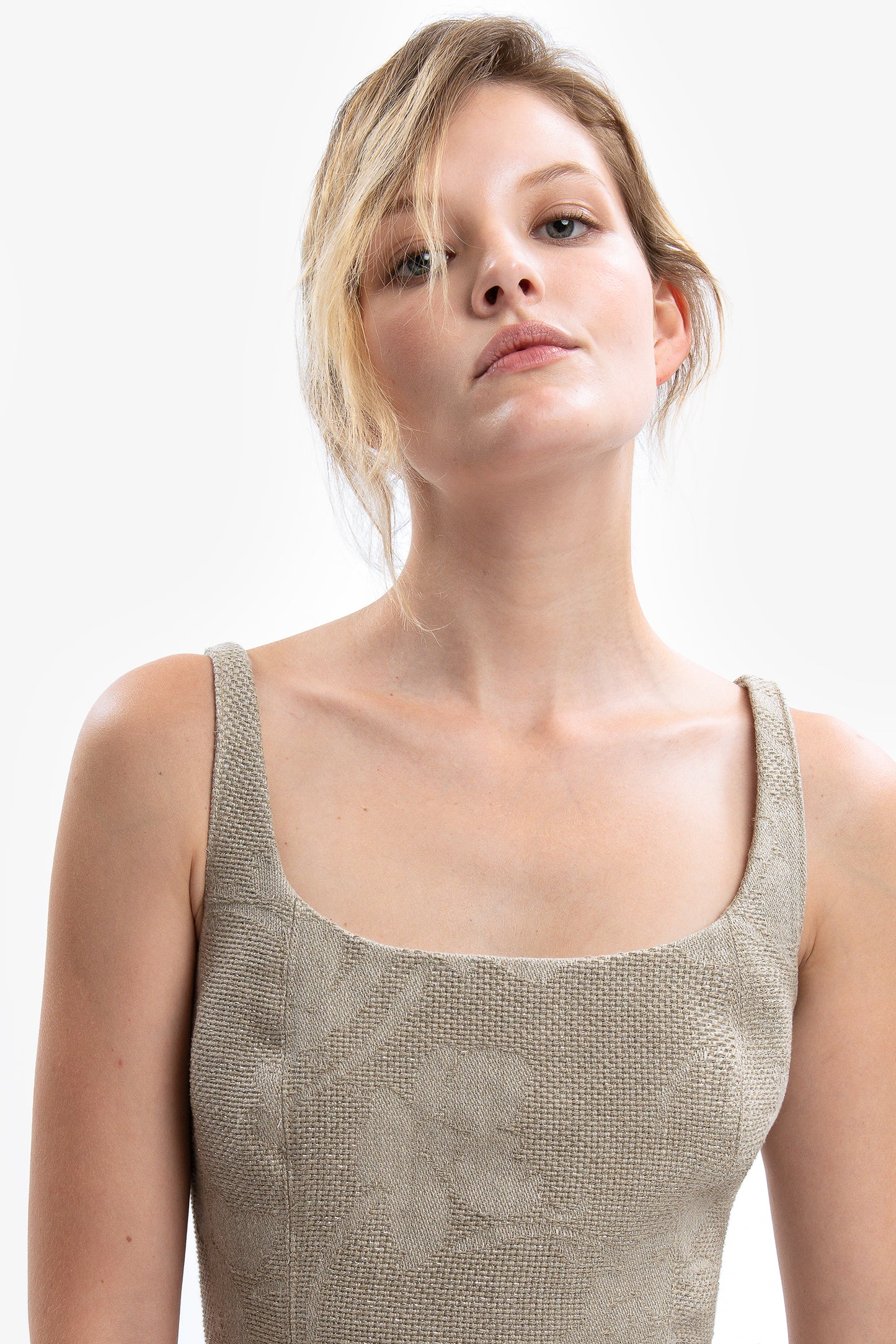 BRUNILDE - Linen Mini Dress Safari