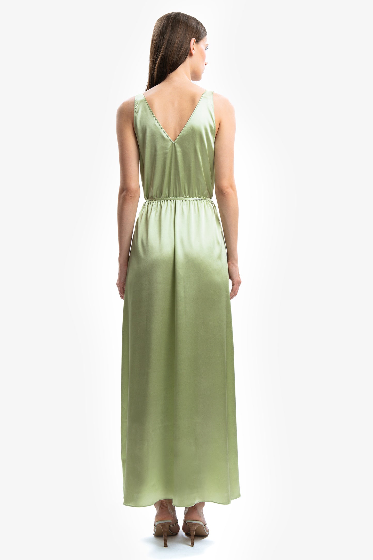 GUENDA - Abito in raso di seta Ninfea