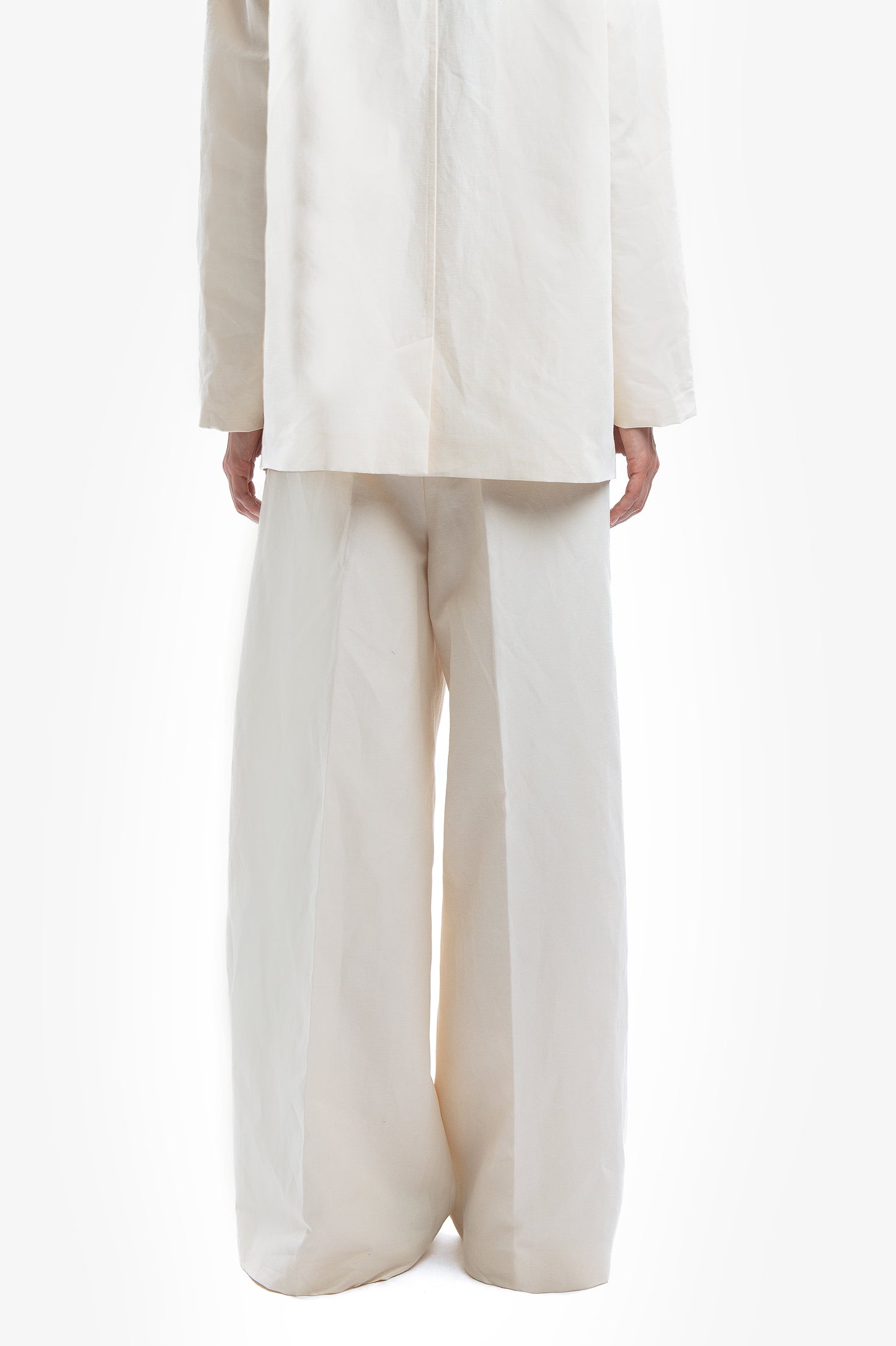 DONNA - Palazzo trousers in cotton and linen Blanca