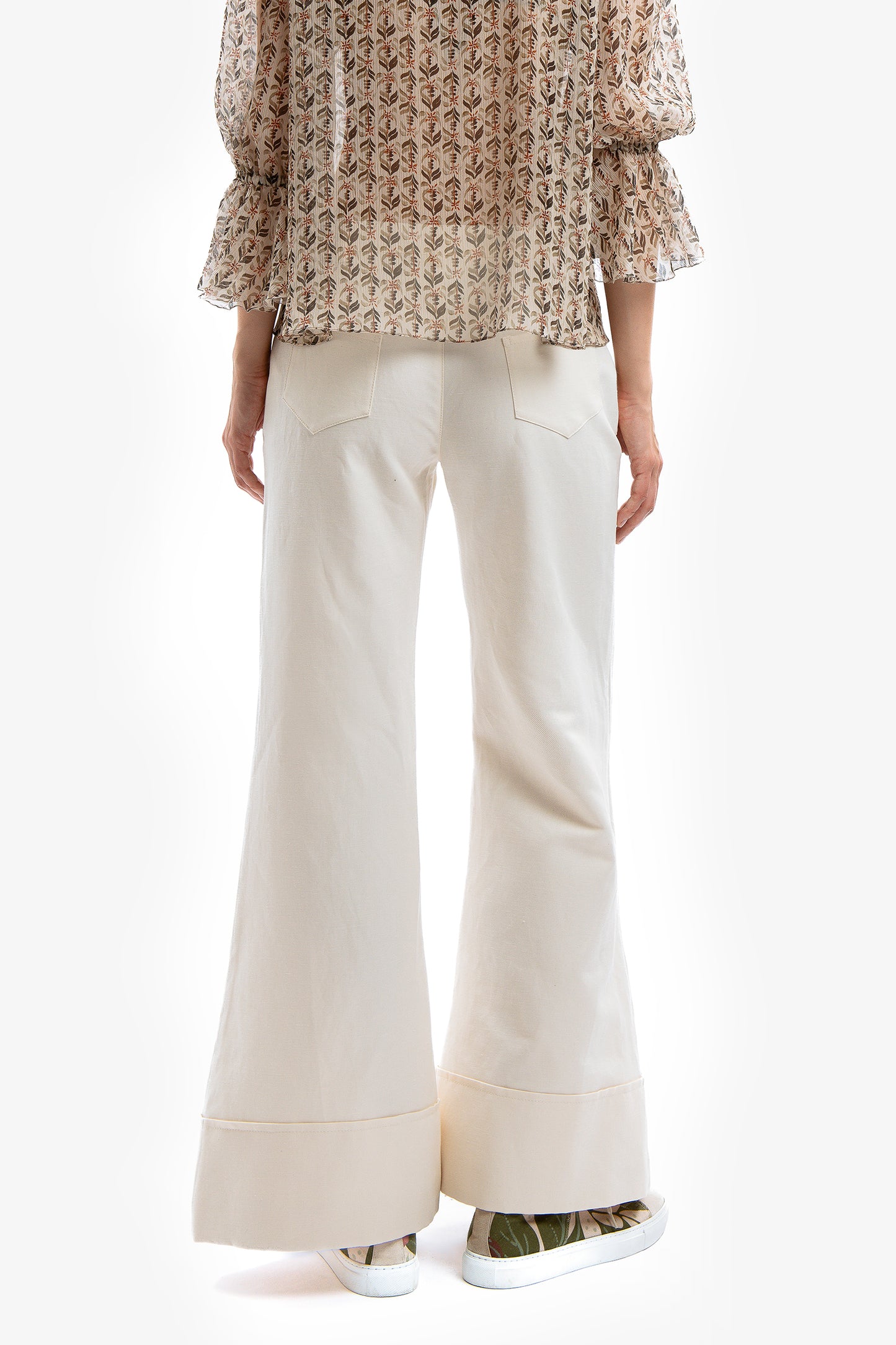 MAREA - Pantaloni in cotone lino Blanca