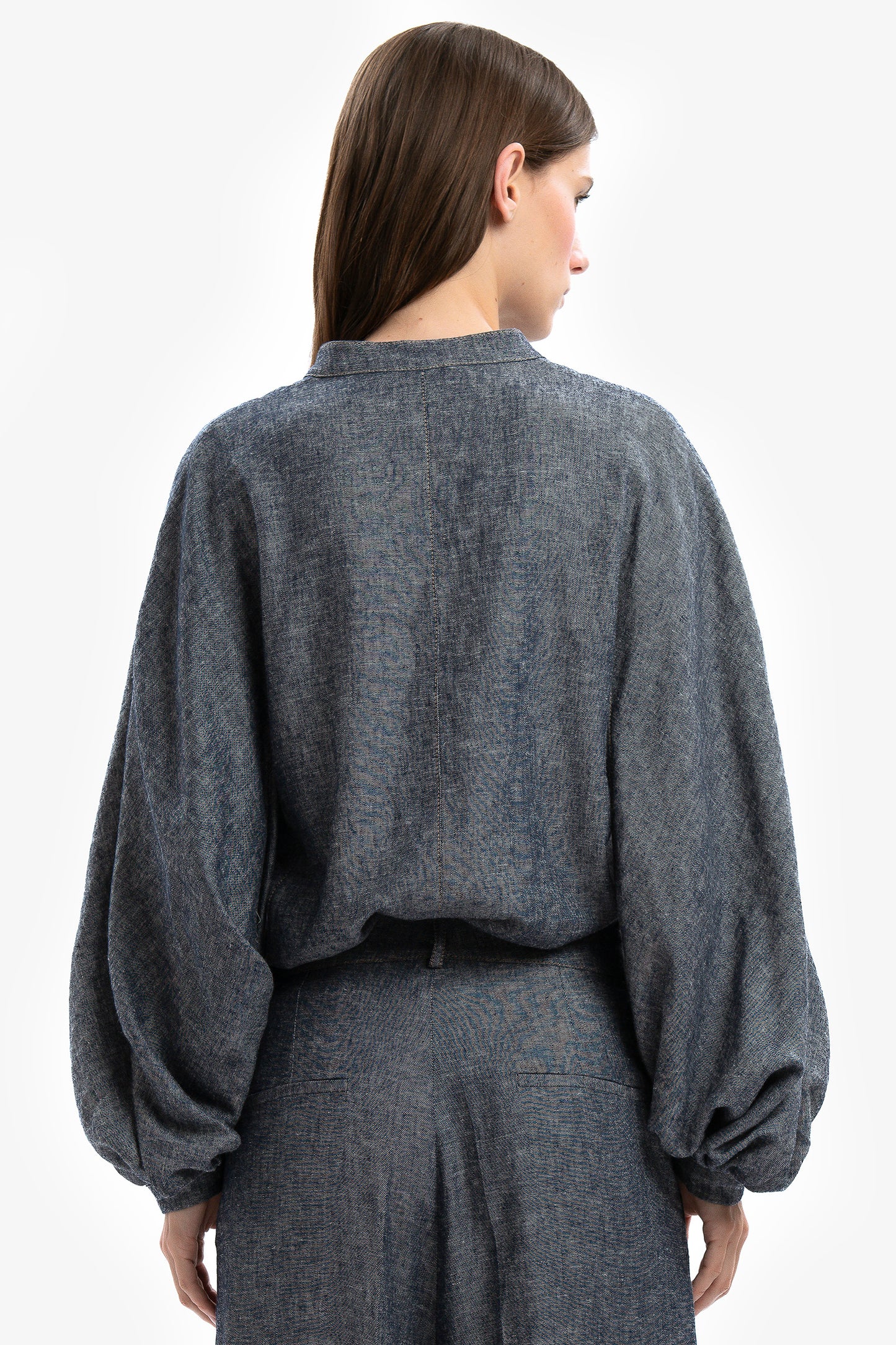 JASMIN - Camicia in lino effetto denim Azul