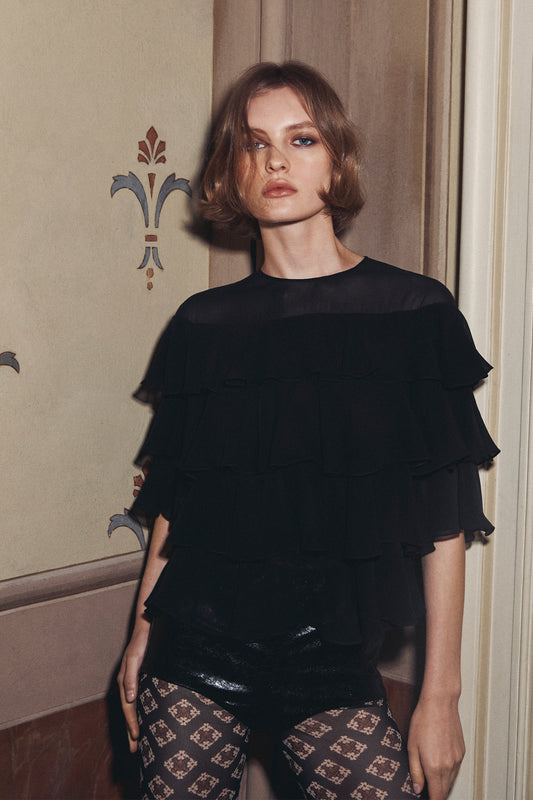 MARISTELLA - Blusa in chiffon di seta Operà