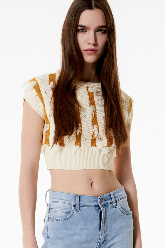 ALMA - Knitted crop top Fringe